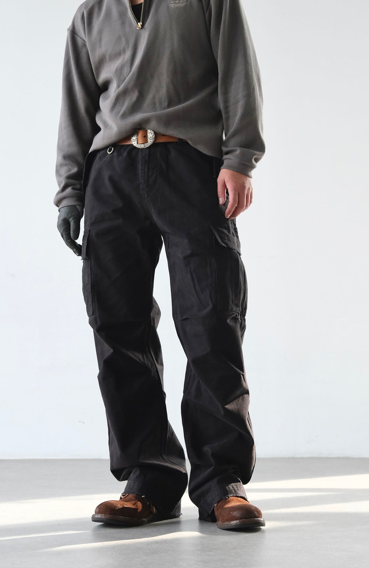 NEIGBORL Retro Washed Multi-Pocket Wide-Leg Cargo Pants