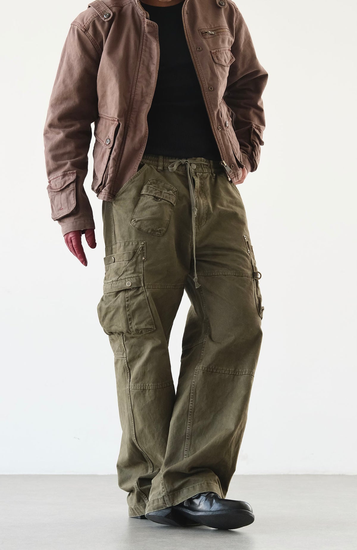 NEIGBORL Retro Washed Multi-Pocket Straight-Leg Cargo Pants
