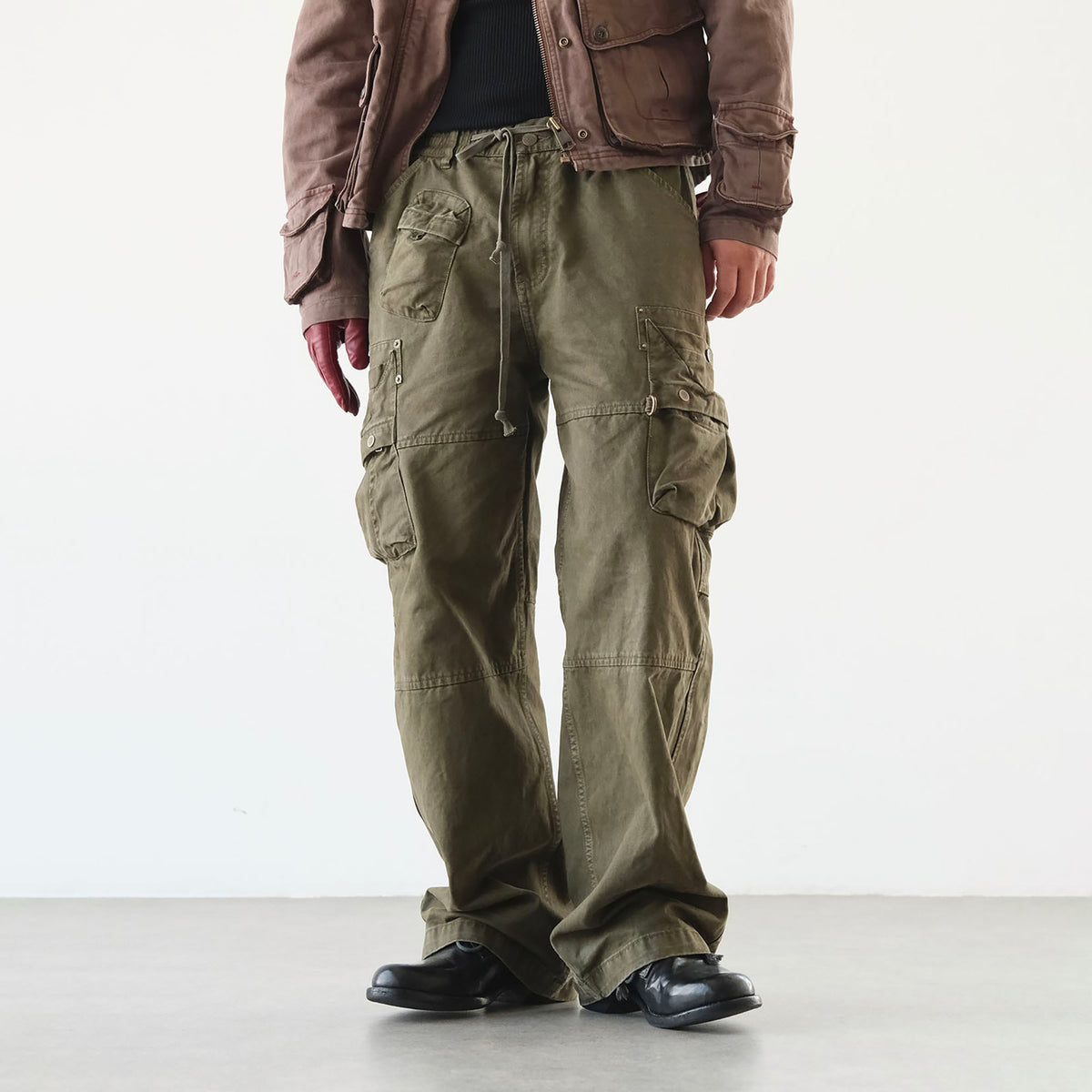 NEIGBORL Retro Washed Multi-Pocket Straight-Leg Cargo Pants