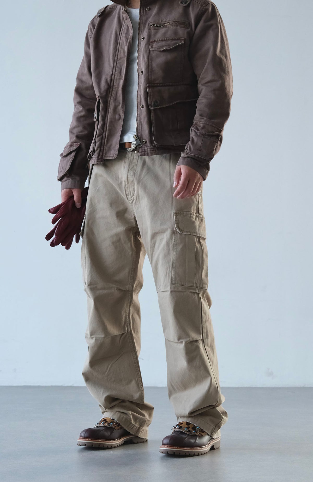 NEIGBORL Retro Camo Multi-Pocket Straight-Leg Cargo Pants