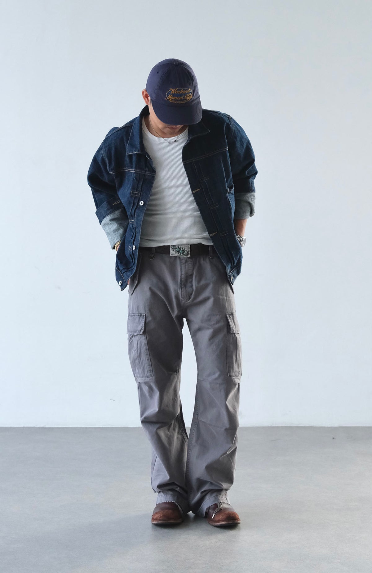 NEIGBORL Retro Washed Multi-Pocket Wide-Leg Cargo Pants