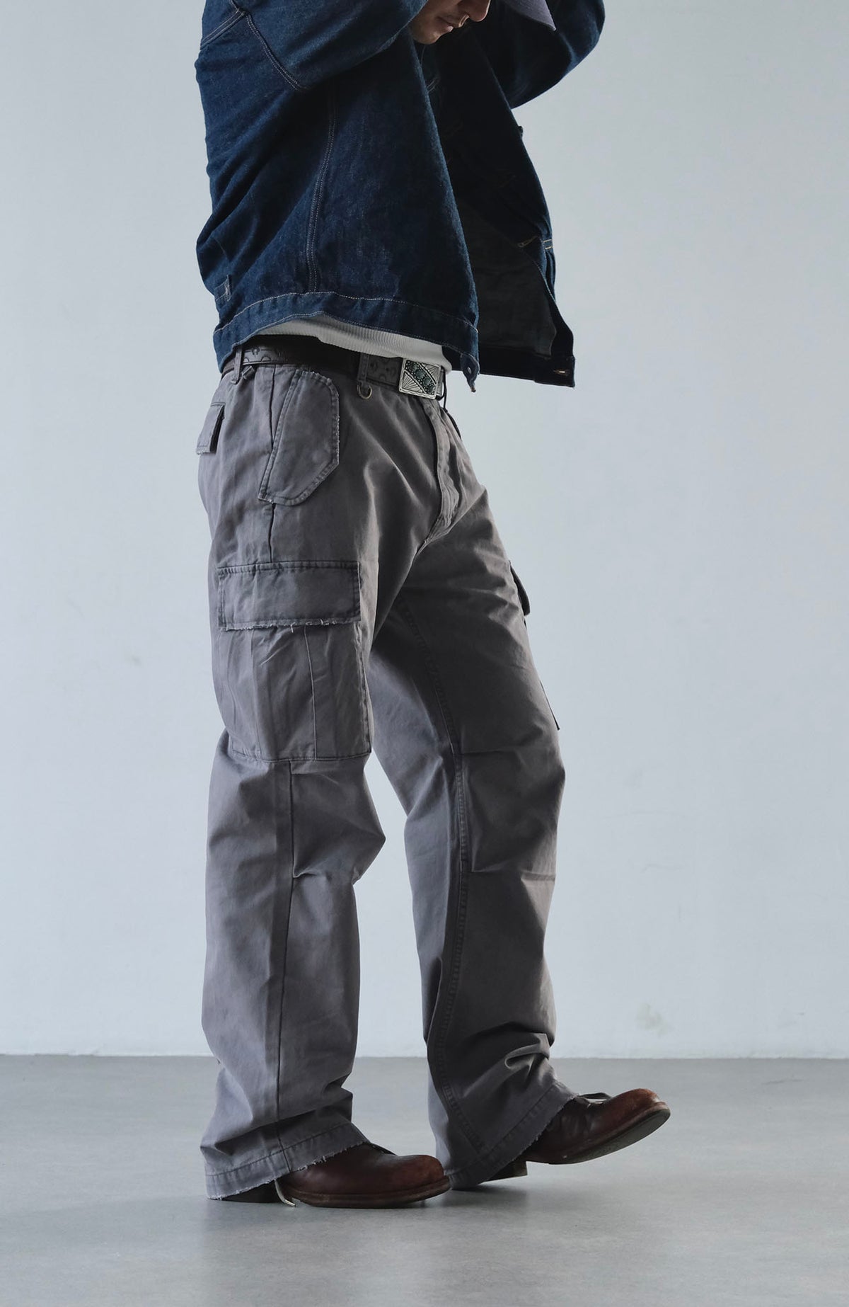 NEIGBORL Retro Washed Multi-Pocket Wide-Leg Cargo Pants