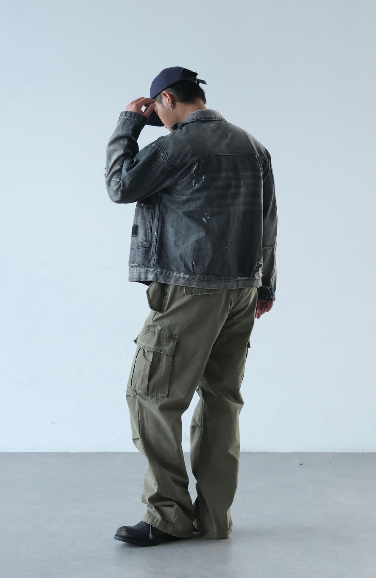NEIGBORL Retro Washed Multi-Pocket Wide-Leg Cargo Pants