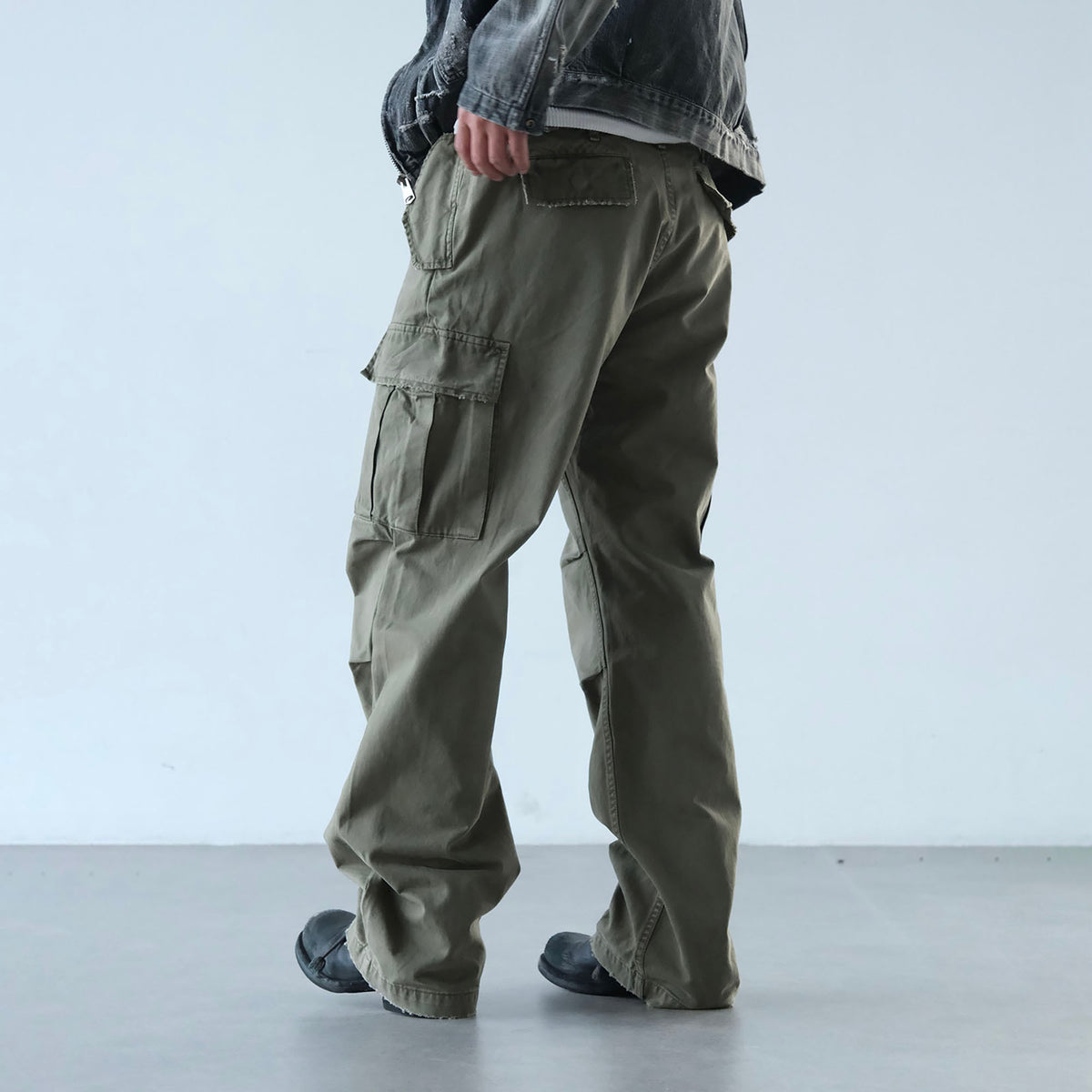 NEIGBORL Retro Washed Multi-Pocket Wide-Leg Cargo Pants