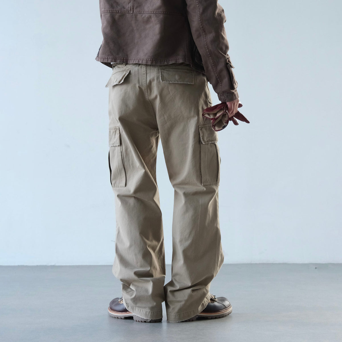 NEIGBORL Retro Washed Multi-Pocket Wide-Leg Cargo Pants