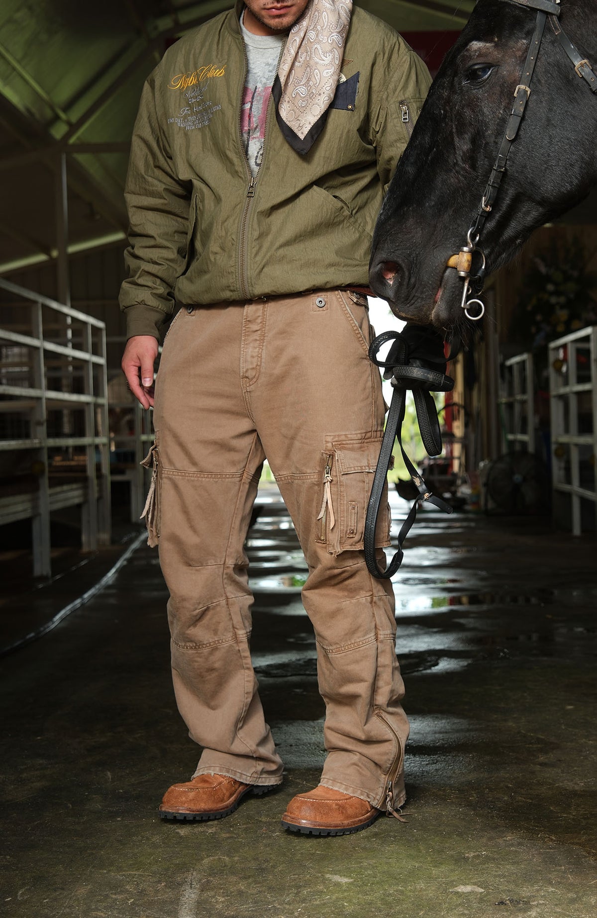 NEIGBORL Retro Multi-Pocket Zippered Straight-Leg Cargo Pants