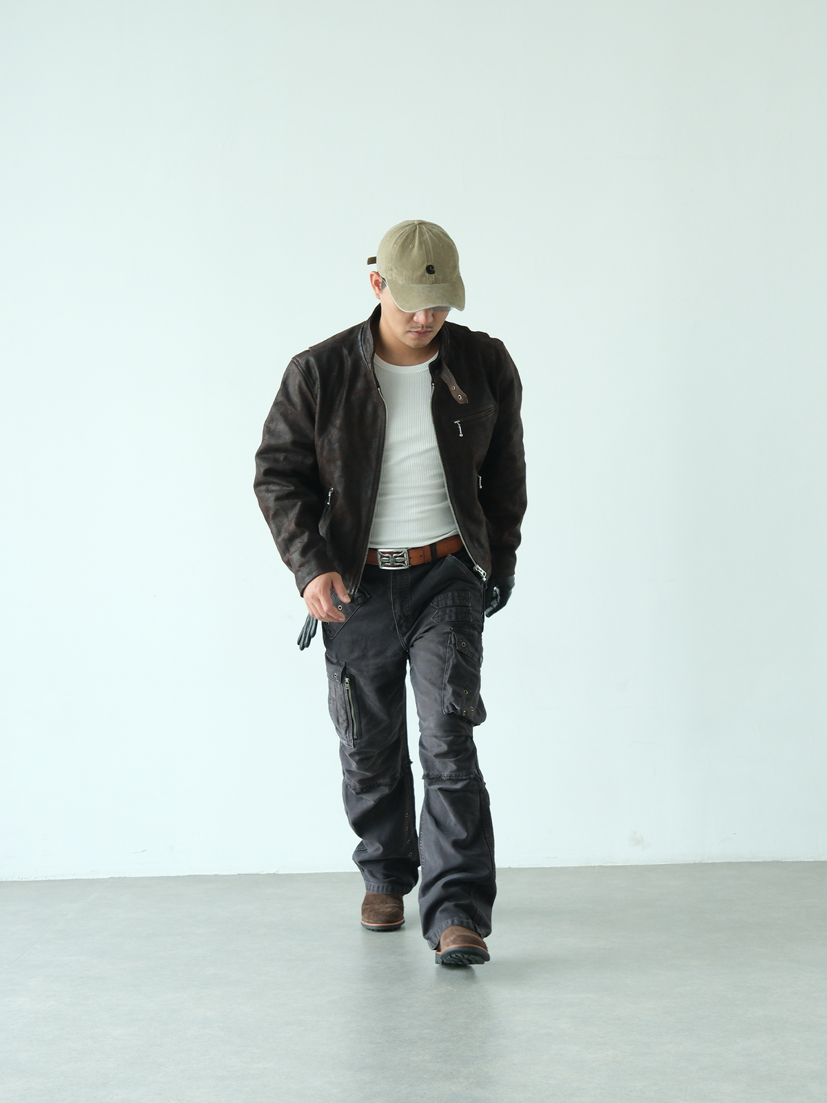NEIGBORL Retro Washed Embroidered Cargo Pants