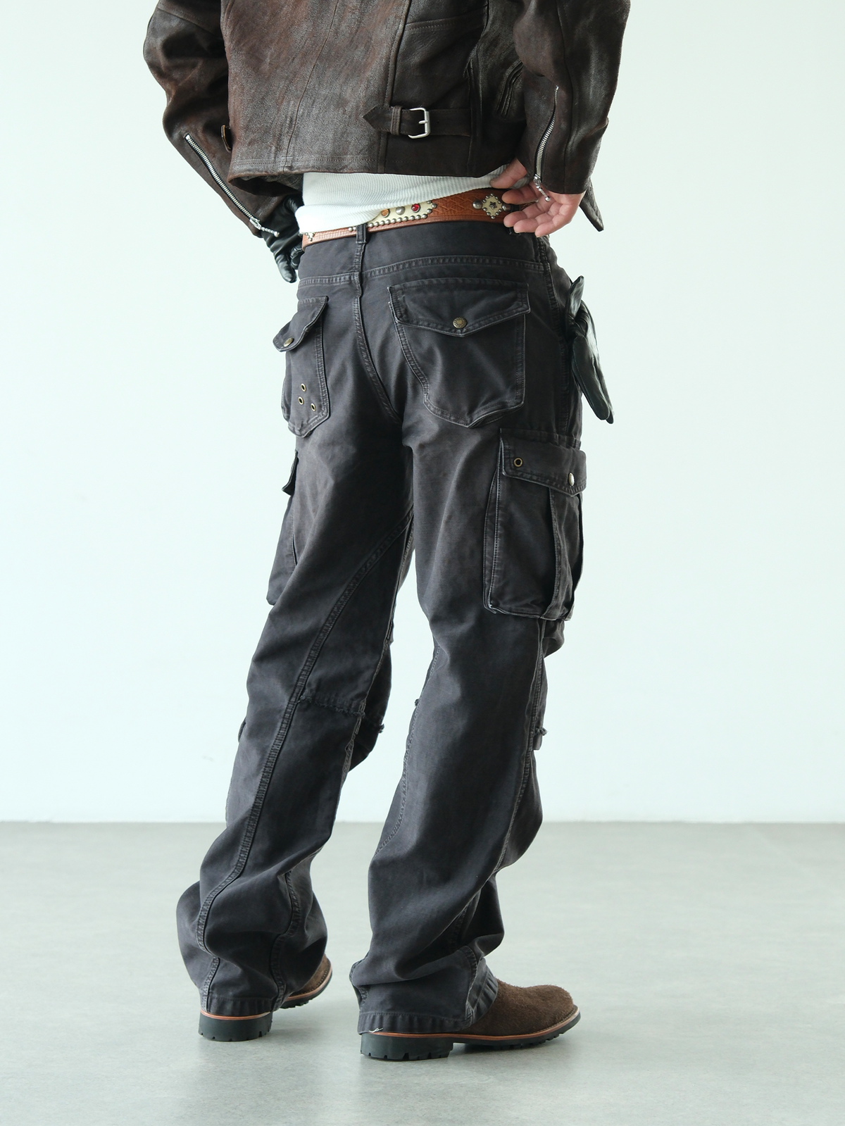NEIGBORL Retro Washed Embroidered Cargo Pants