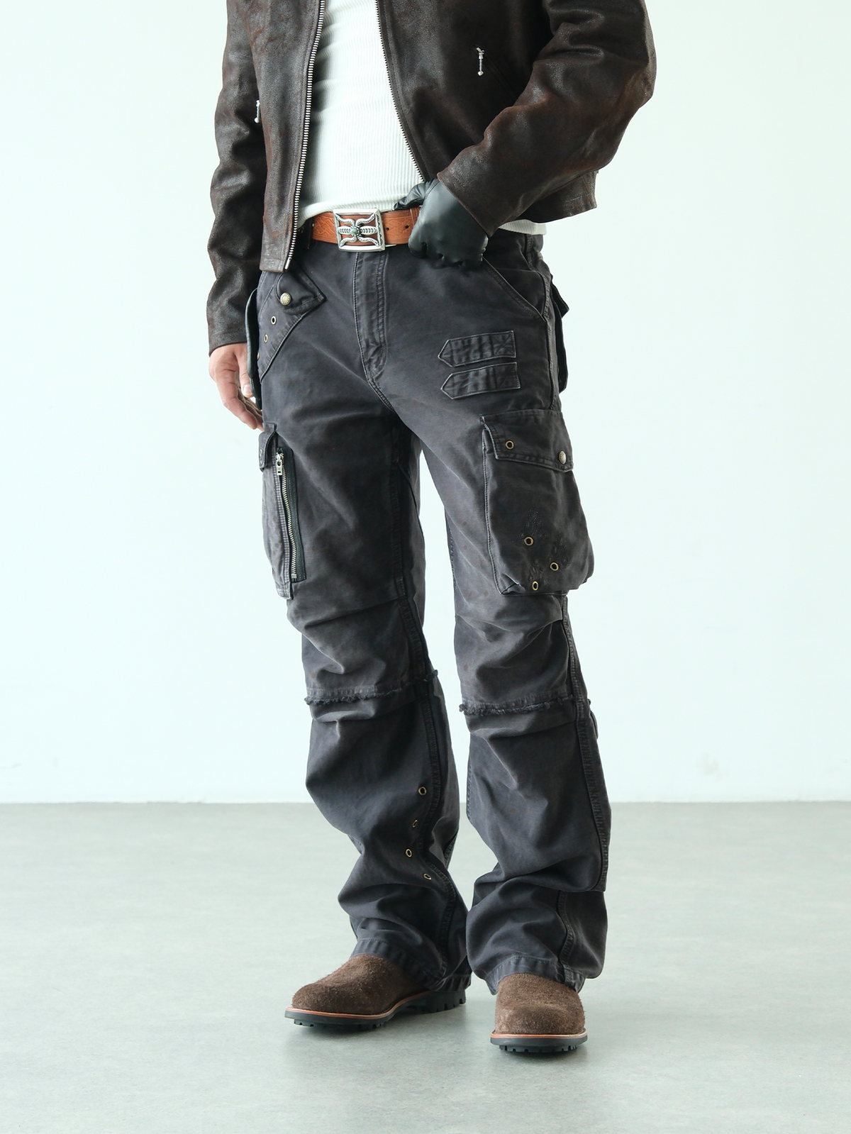 NEIGBORL Retro Washed Embroidered Cargo Pants