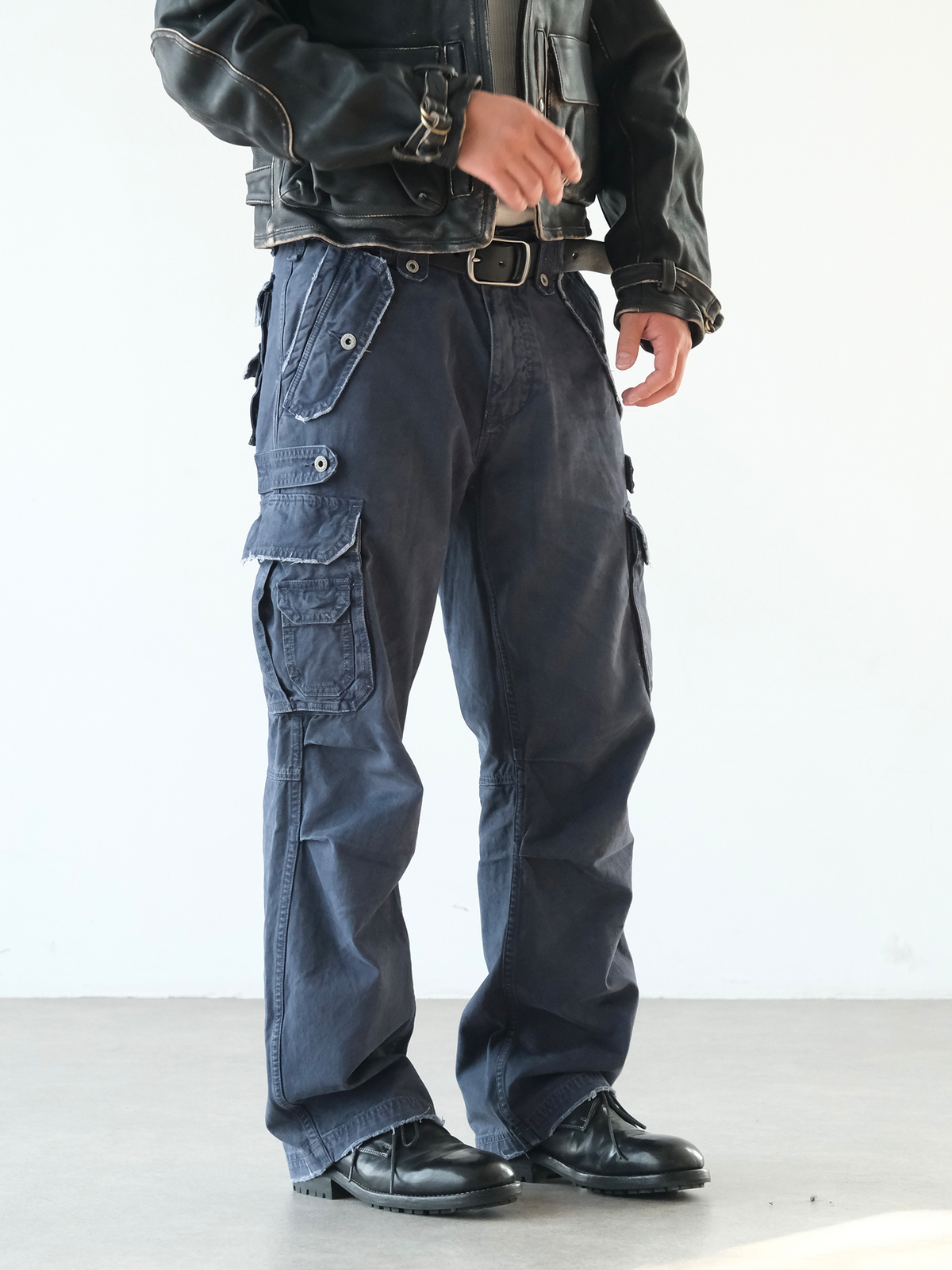 NEIGBORL Retro Washed Pleated Straight-Leg Pants