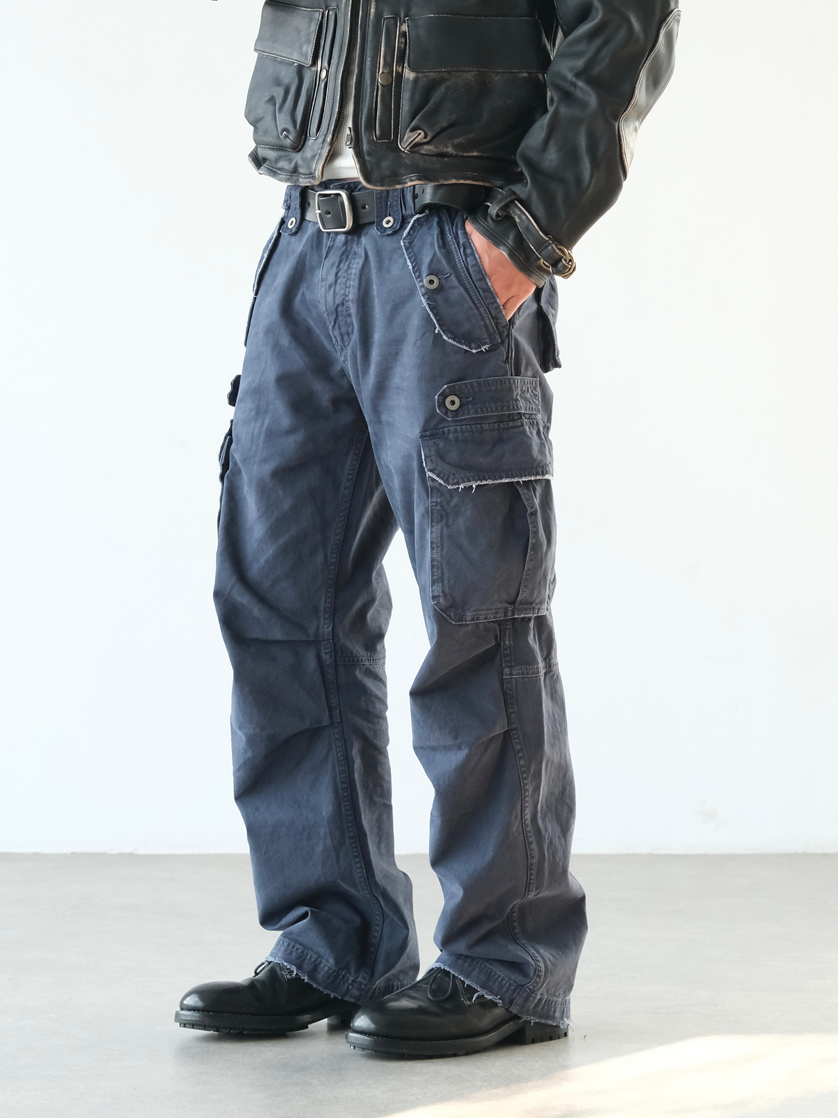 NEIGBORL Retro Washed Pleated Straight-Leg Pants