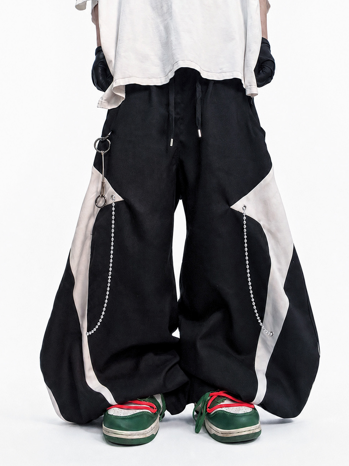 UUCSCC Spliced Contrast Wide-Leg Curved Pants, premium urban and streetwear designers apparel on PROJECTISR.com, UUCSCC