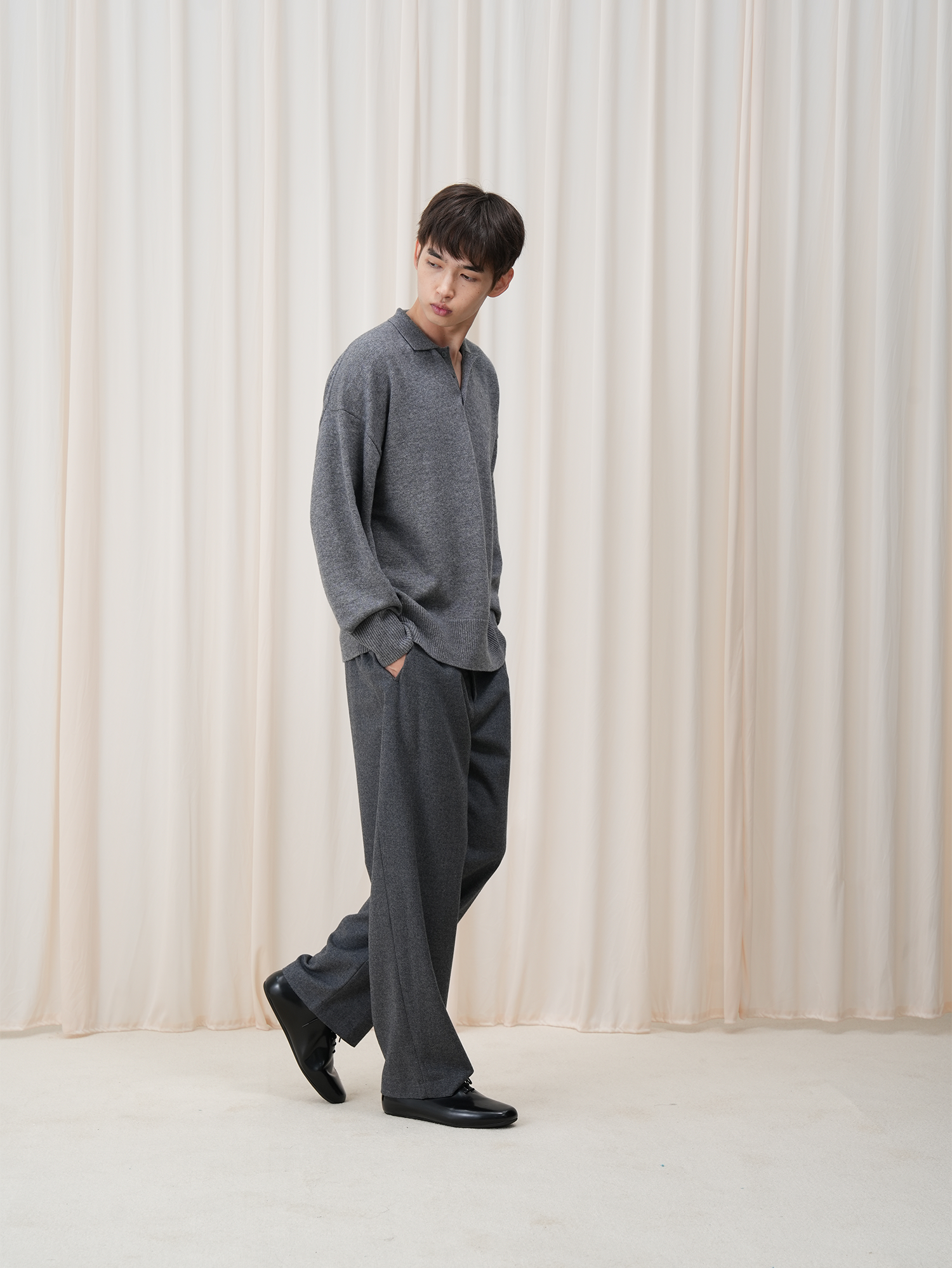 OUYANG WENJUN Essential Wool-Blend Polo Sweater