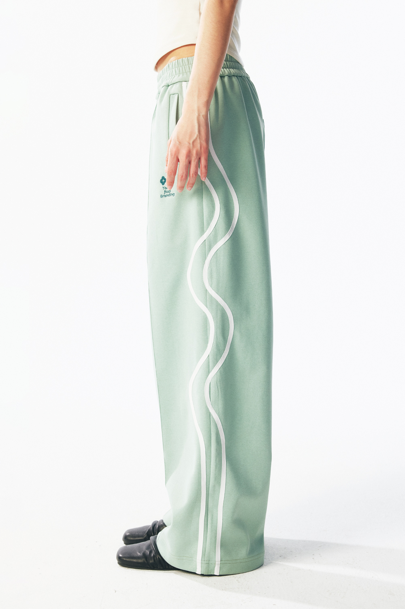 1997 POSTOFFICE Contrast Curved-Stripe Quick-Dry Track Pants