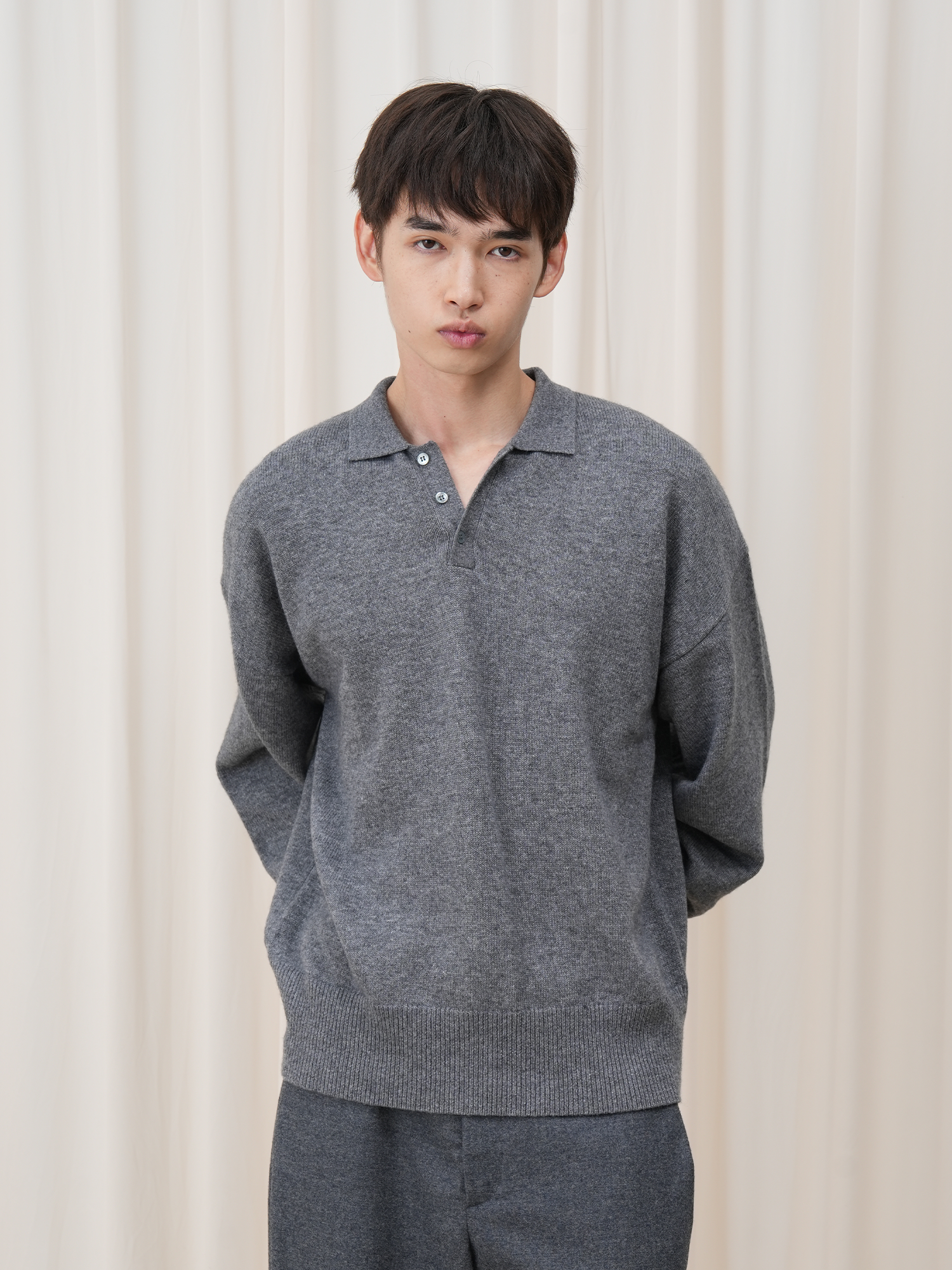 OUYANG WENJUN Essential Wool-Blend Polo Sweater