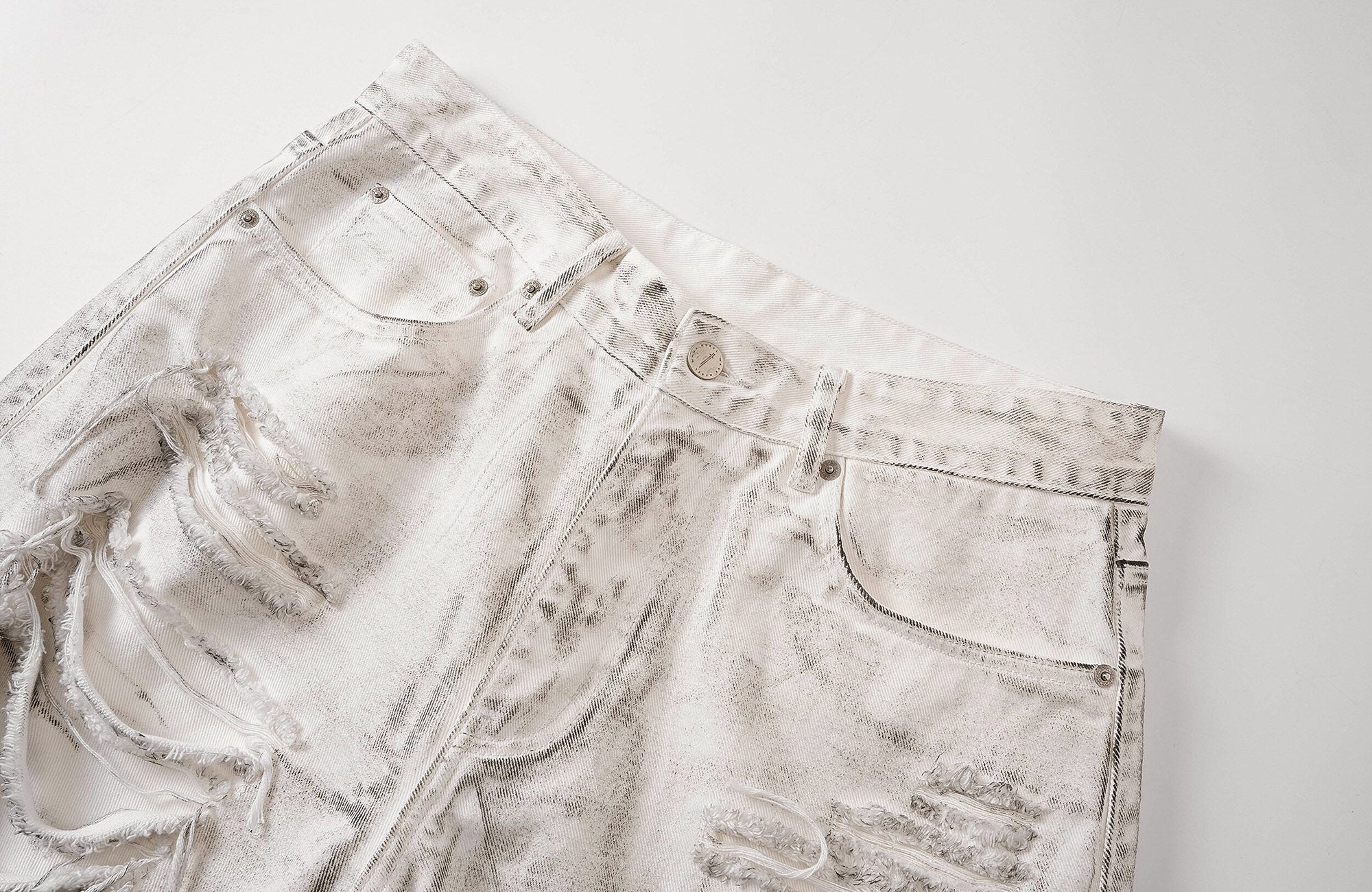 REBEL WAVE Distressed Raw Edge Denim Shorts