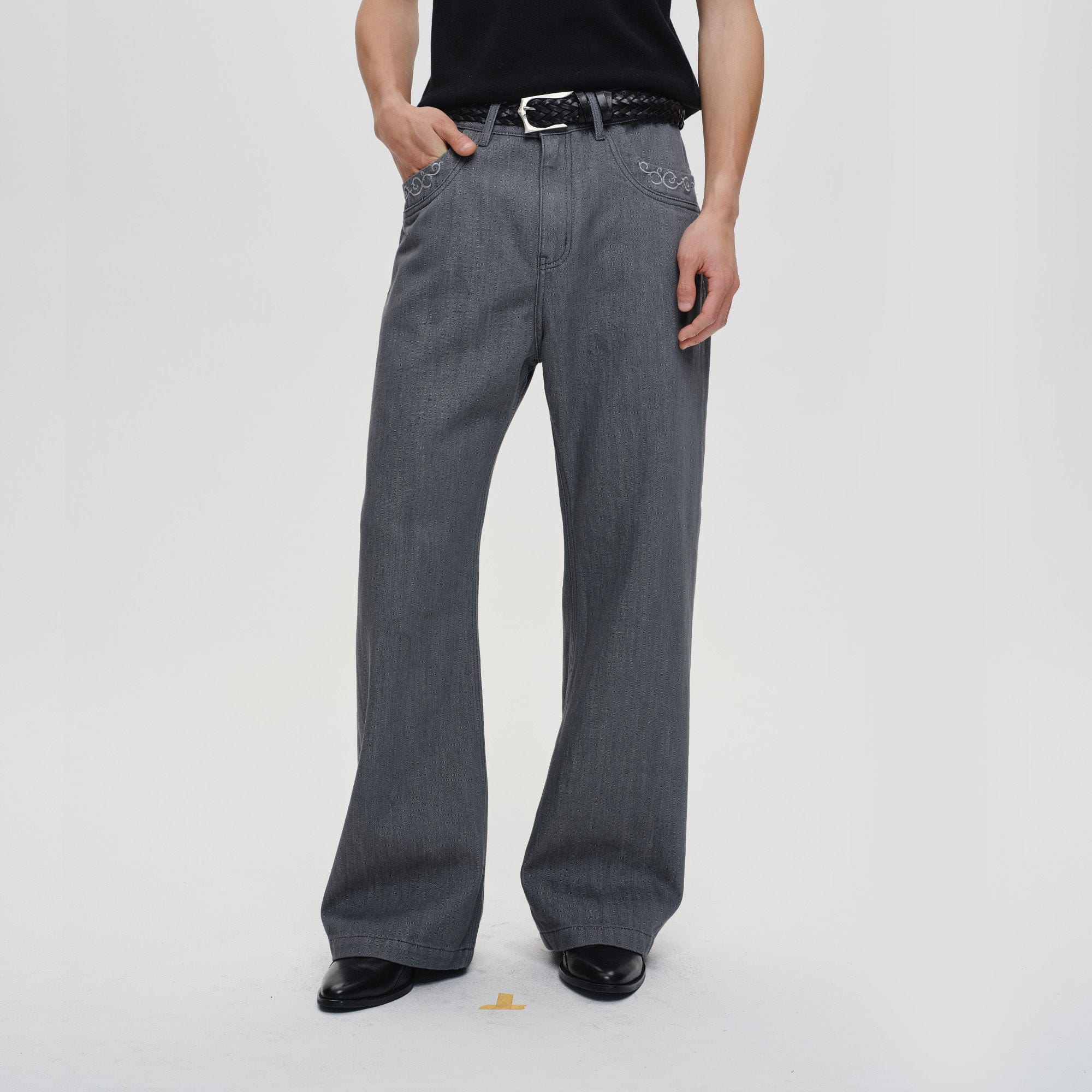 CATSSTAC Floral Embroidered Flared Jeans, premium urban and streetwear designers apparel on PROJECTISR.com, CATSSTAC