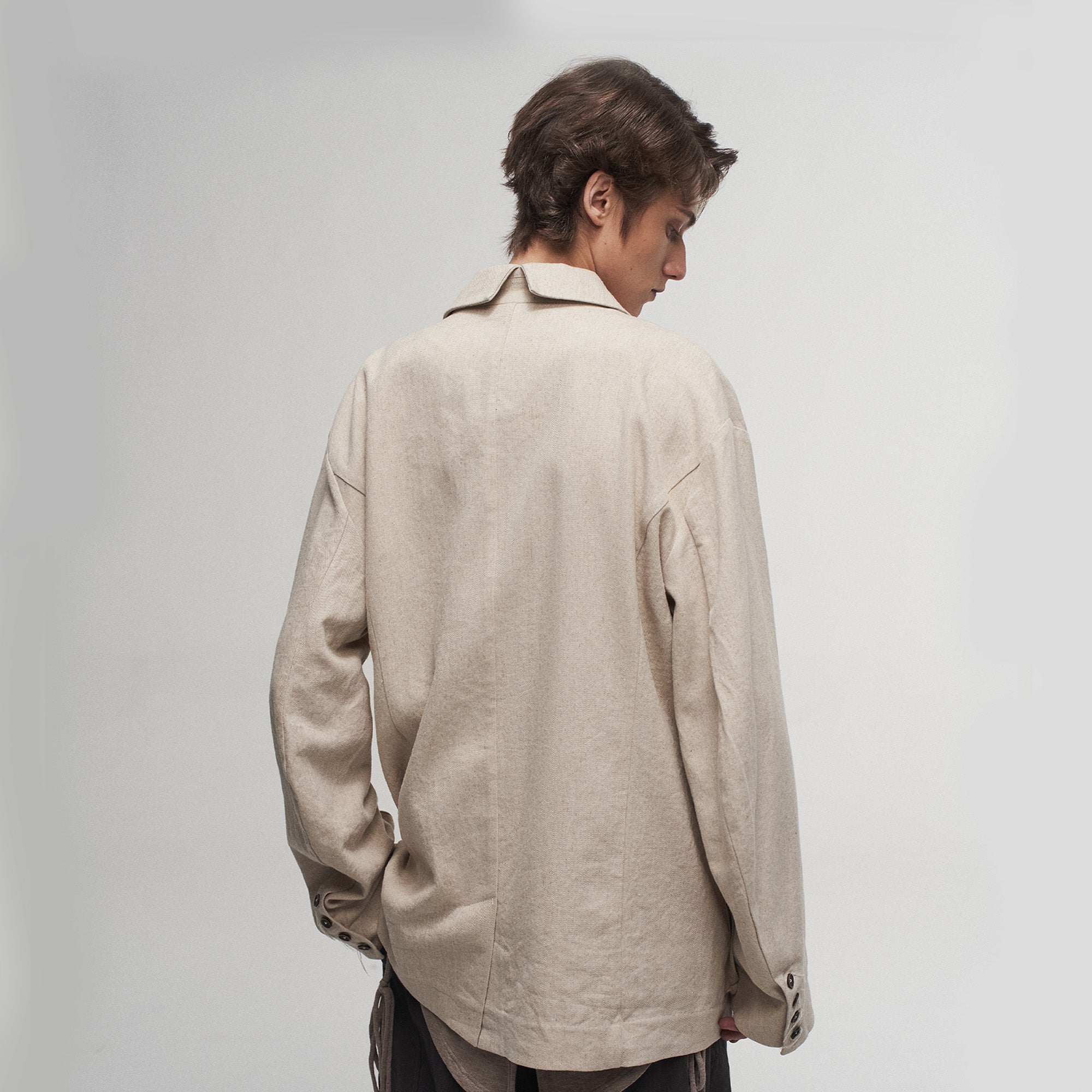 ILNya Nieternite Nifutur Ink Portrait Cotton-Linen Jacket, premium urban and streetwear designers apparel on PROJECTISR.com, ILNya Nieternite Nifutur