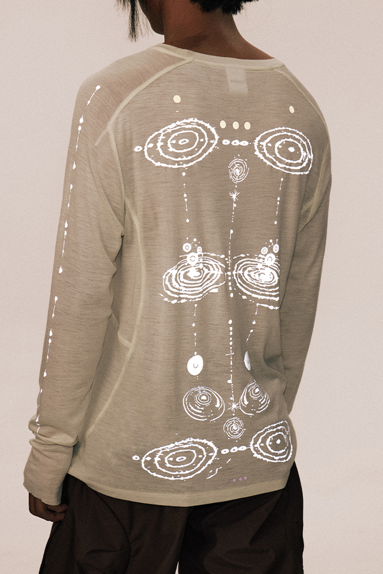 CONPCONP Cosmic Echo Graphic Long-Sleeve Tee White