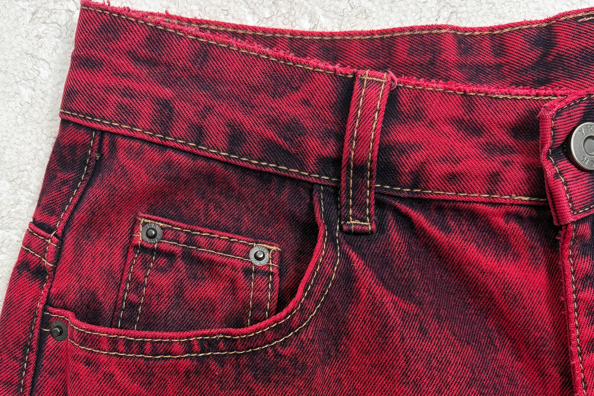 HAHAHA Hand-Painted Graphic Washed Wide-Leg Jeans
