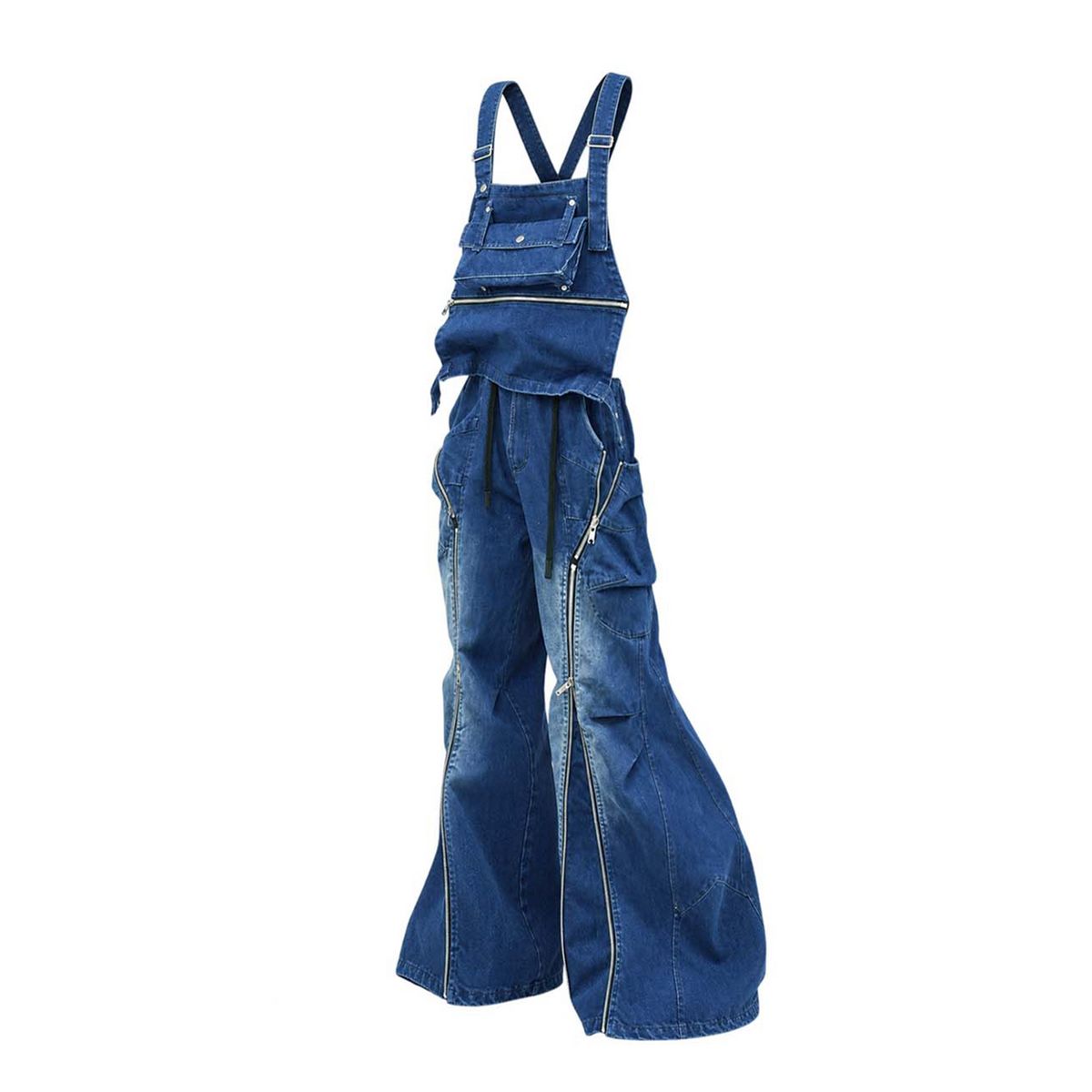 RELABEL Washed Detachable Suspender Cargo Jeans