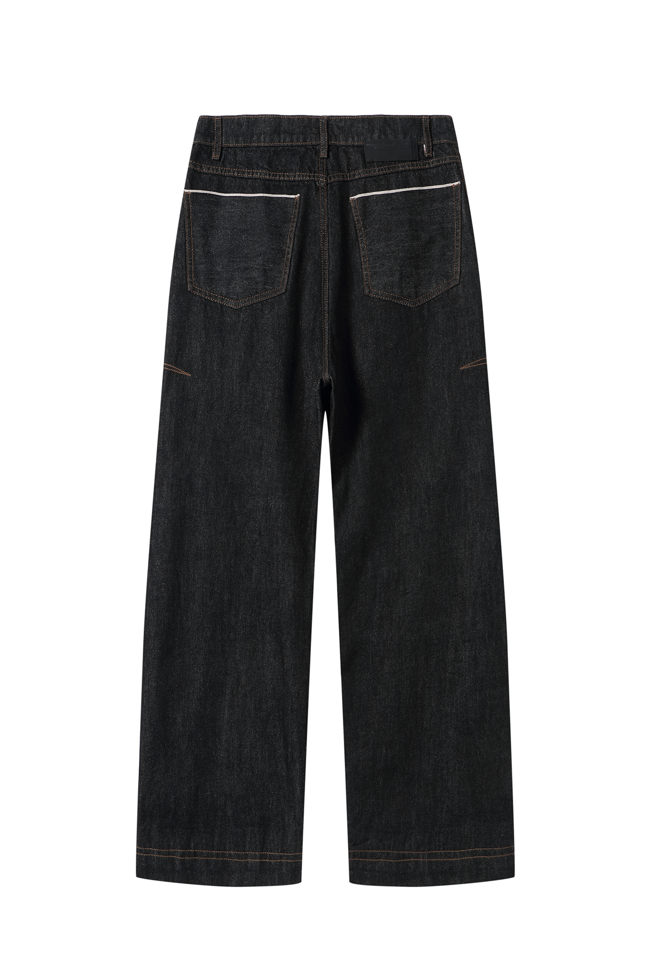 MOITIEDEPETALE Plaid-Inset Wide-Leg Selvedge Jeans