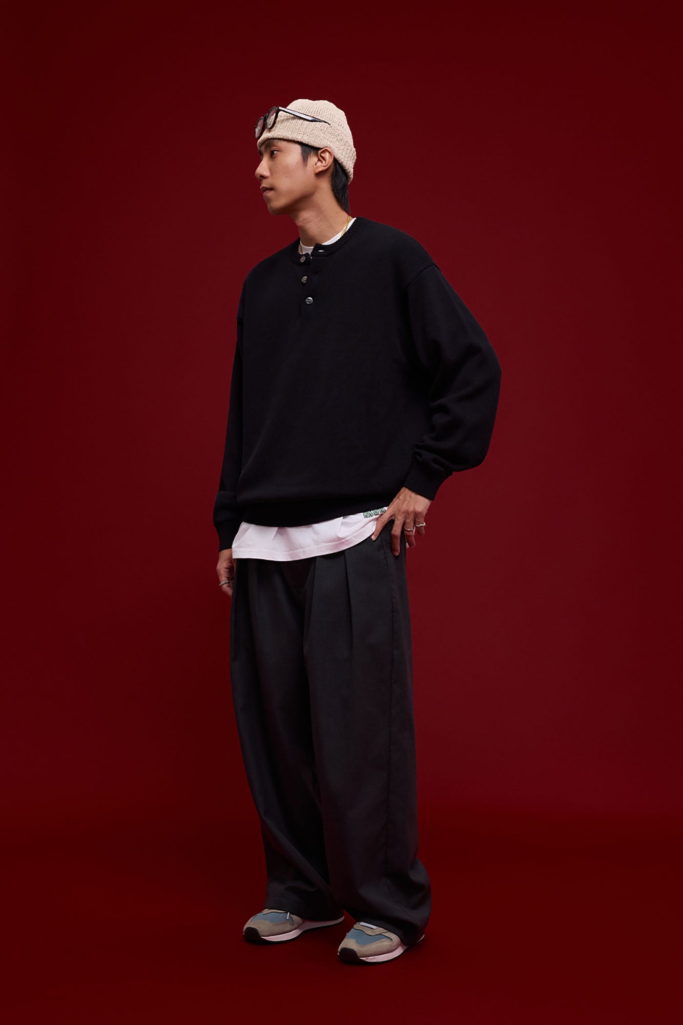 BANANA CLUB Pinstriped Oversized Wool Pants