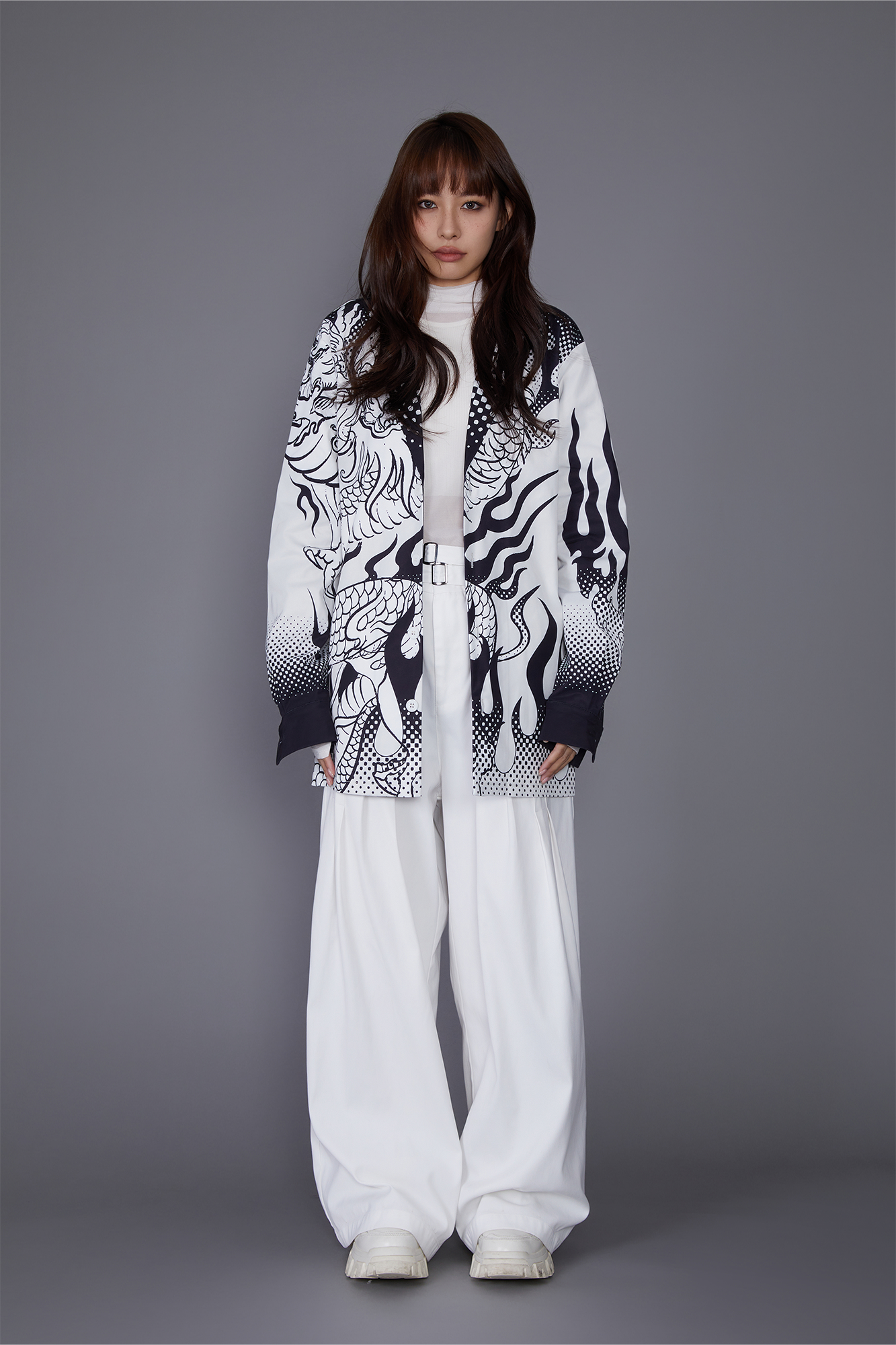 MASH UP ASIA Dragon Flame Graphic Oversized Blazer, premium urban and streetwear designers apparel on PROJECTISR.com, MASH UP ASIA