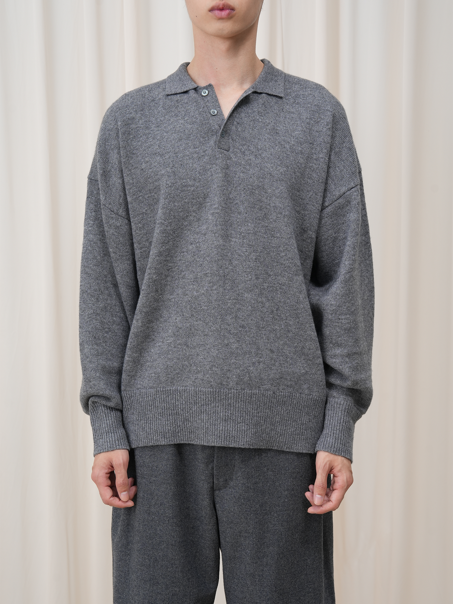 OUYANG WENJUN Essential Wool-Blend Polo Sweater