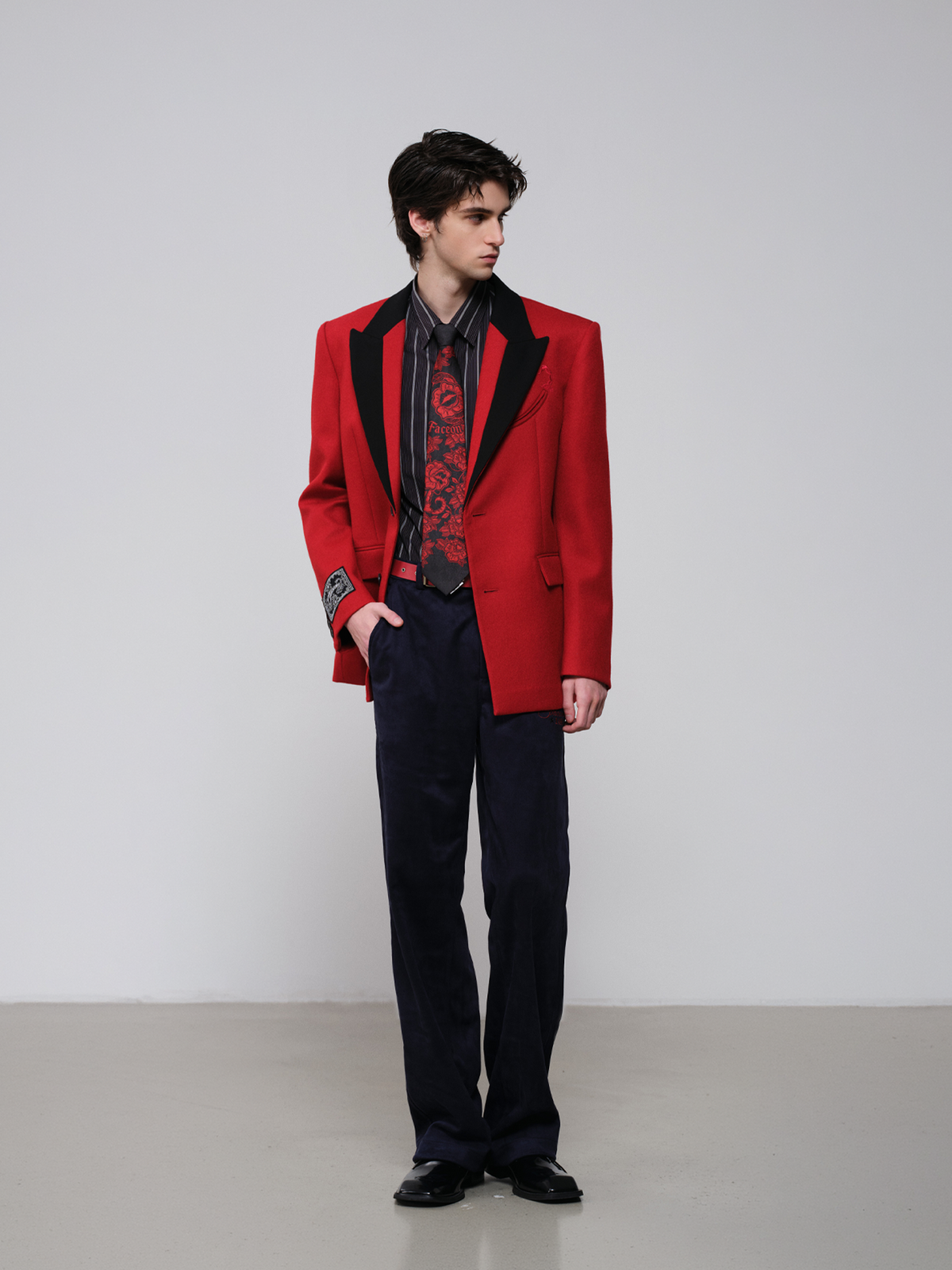 FACEONLAB Scorpion-Tail Embroidered Wool-Blend Blazer