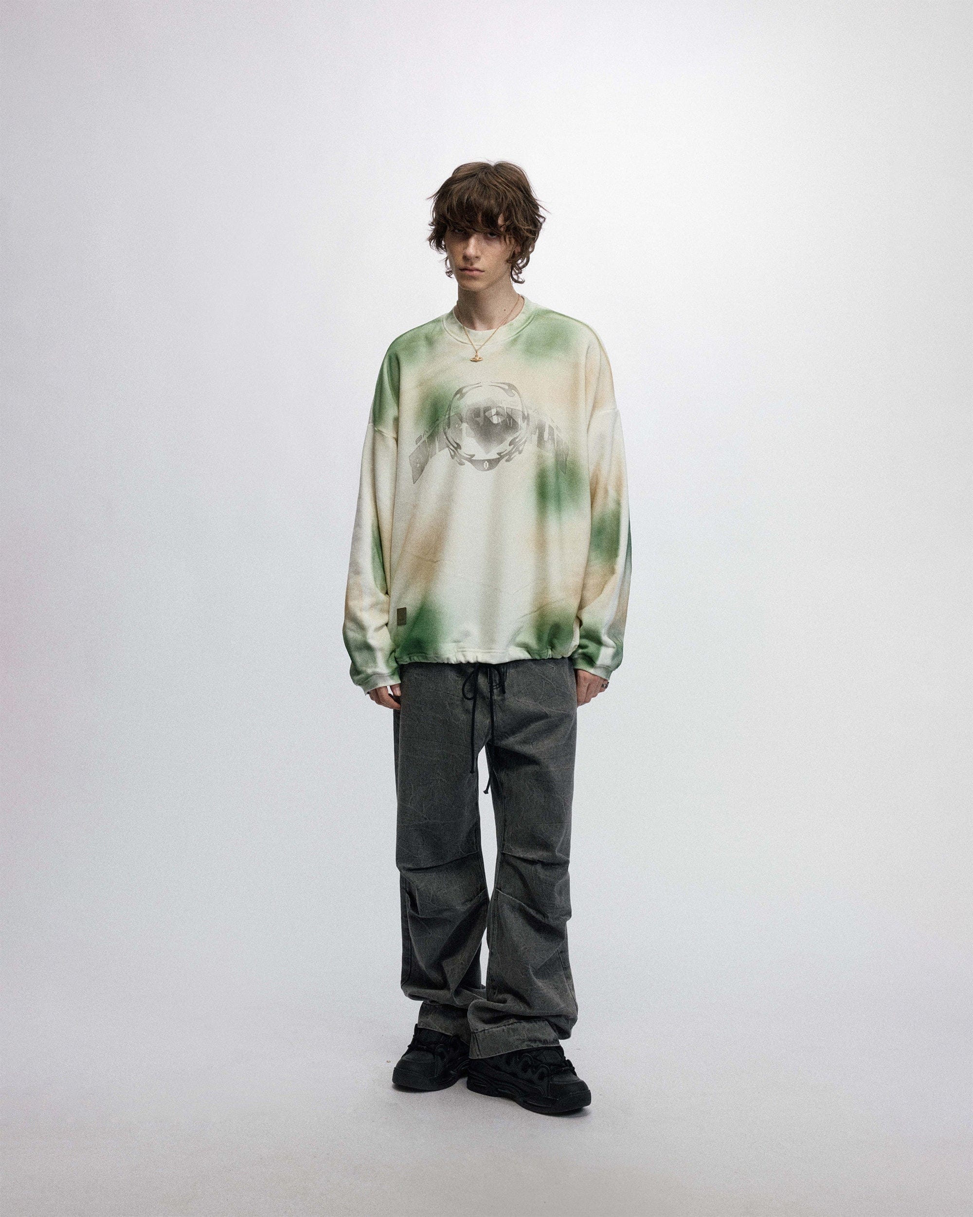 OVDY Faded Graphics Draw-String Long-Sleeve Tee