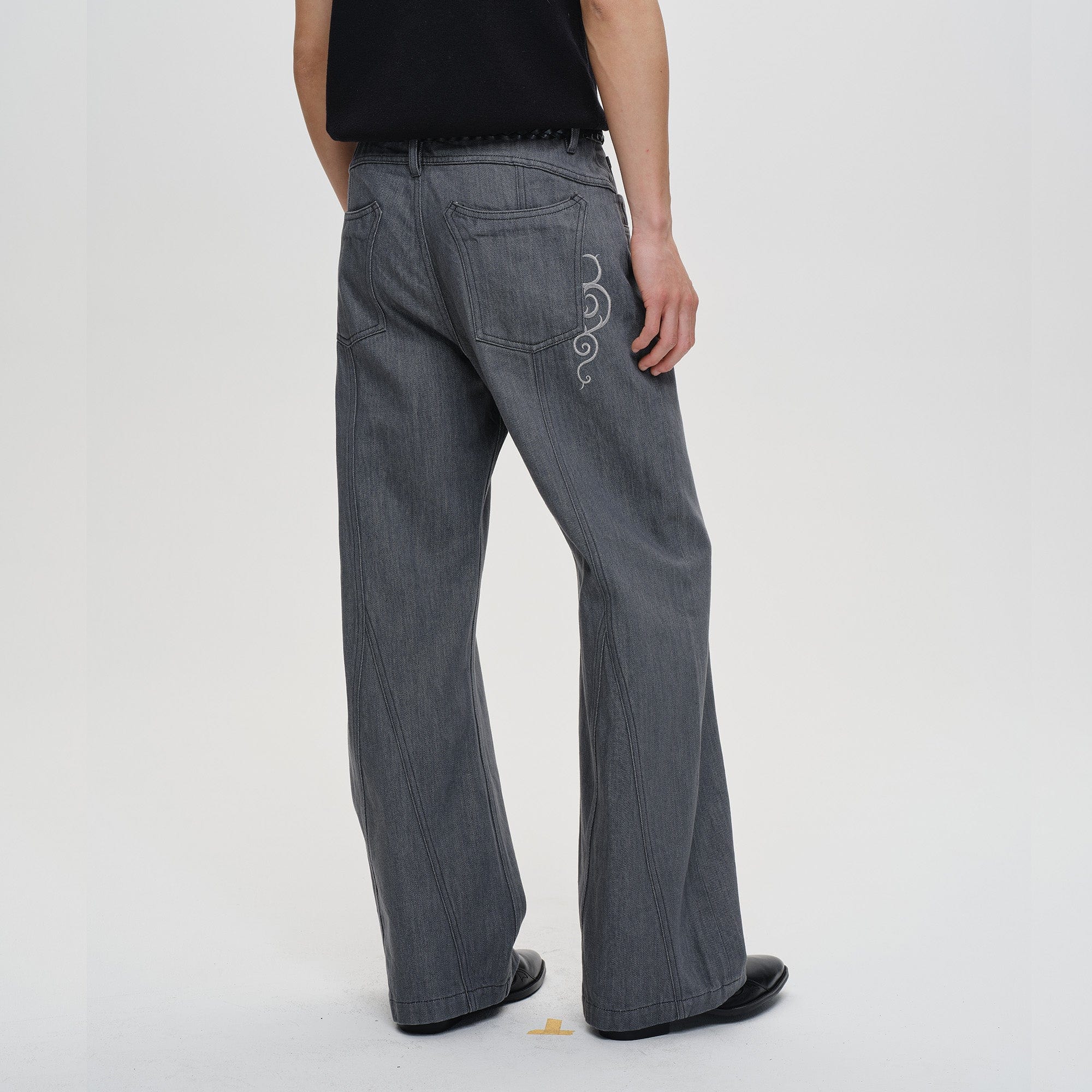 CATSSTAC Floral Embroidered Flared Jeans, premium urban and streetwear designers apparel on PROJECTISR.com, CATSSTAC