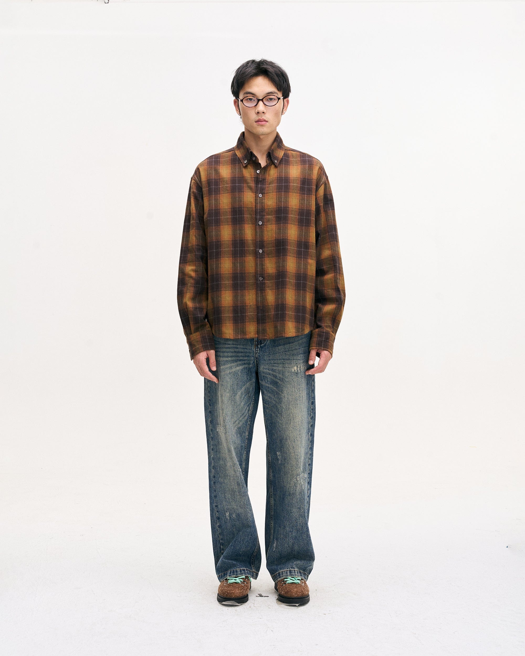 LEONSENSE Classic Plaid Shirt Showa Brown