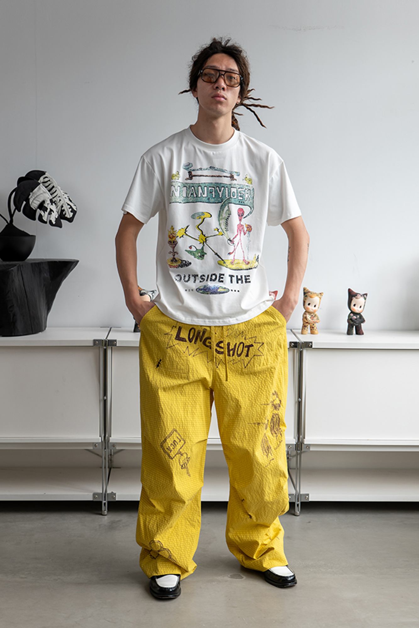 NIANJIUYIKOUER Graphic Grid Cargo Pants, premium urban and streetwear designers apparel on PROJECTISR.com, NIANJIUYIKOUER