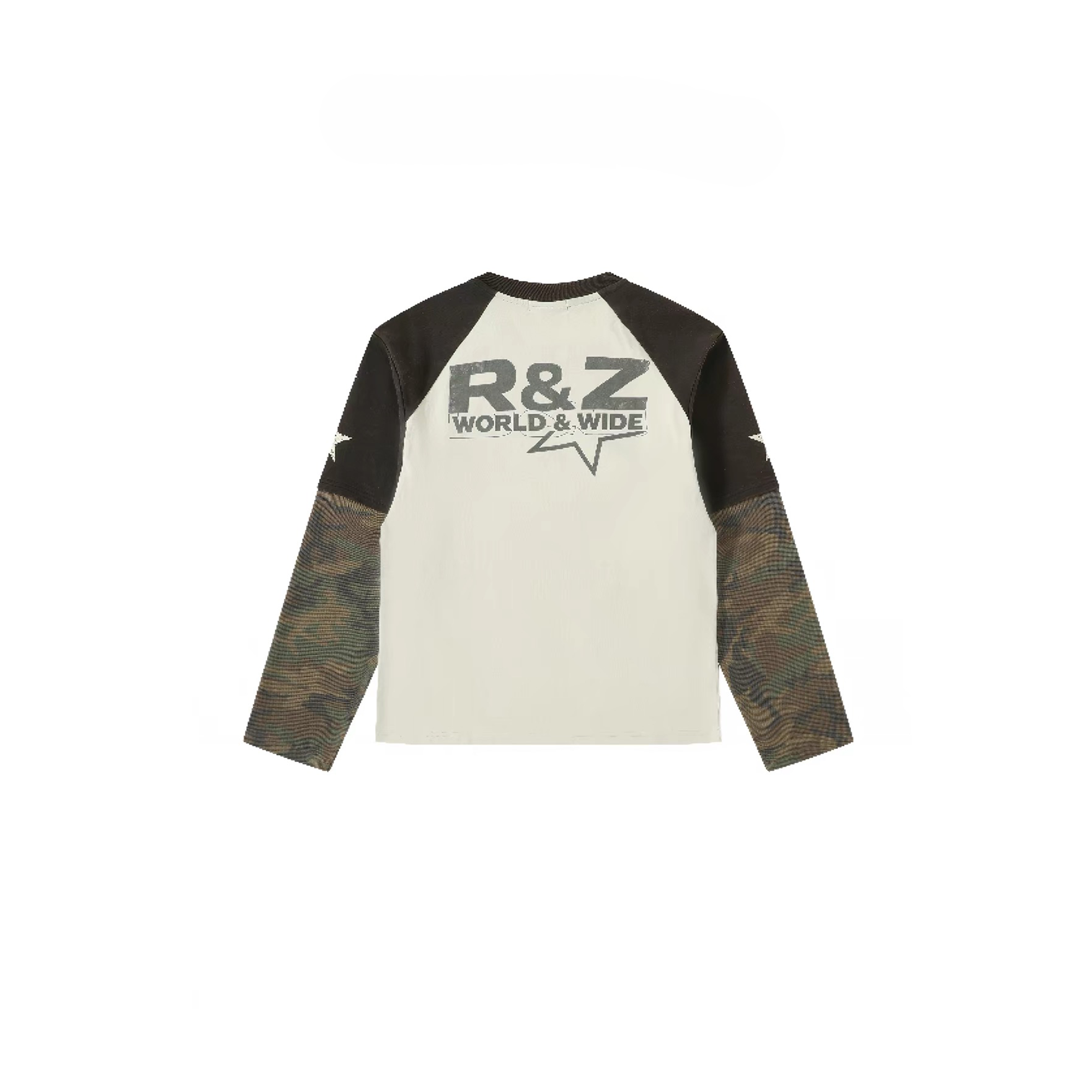 REGEN ZONE Camo Spliced Washed Eagle Graphic Long-Sleeve Tee