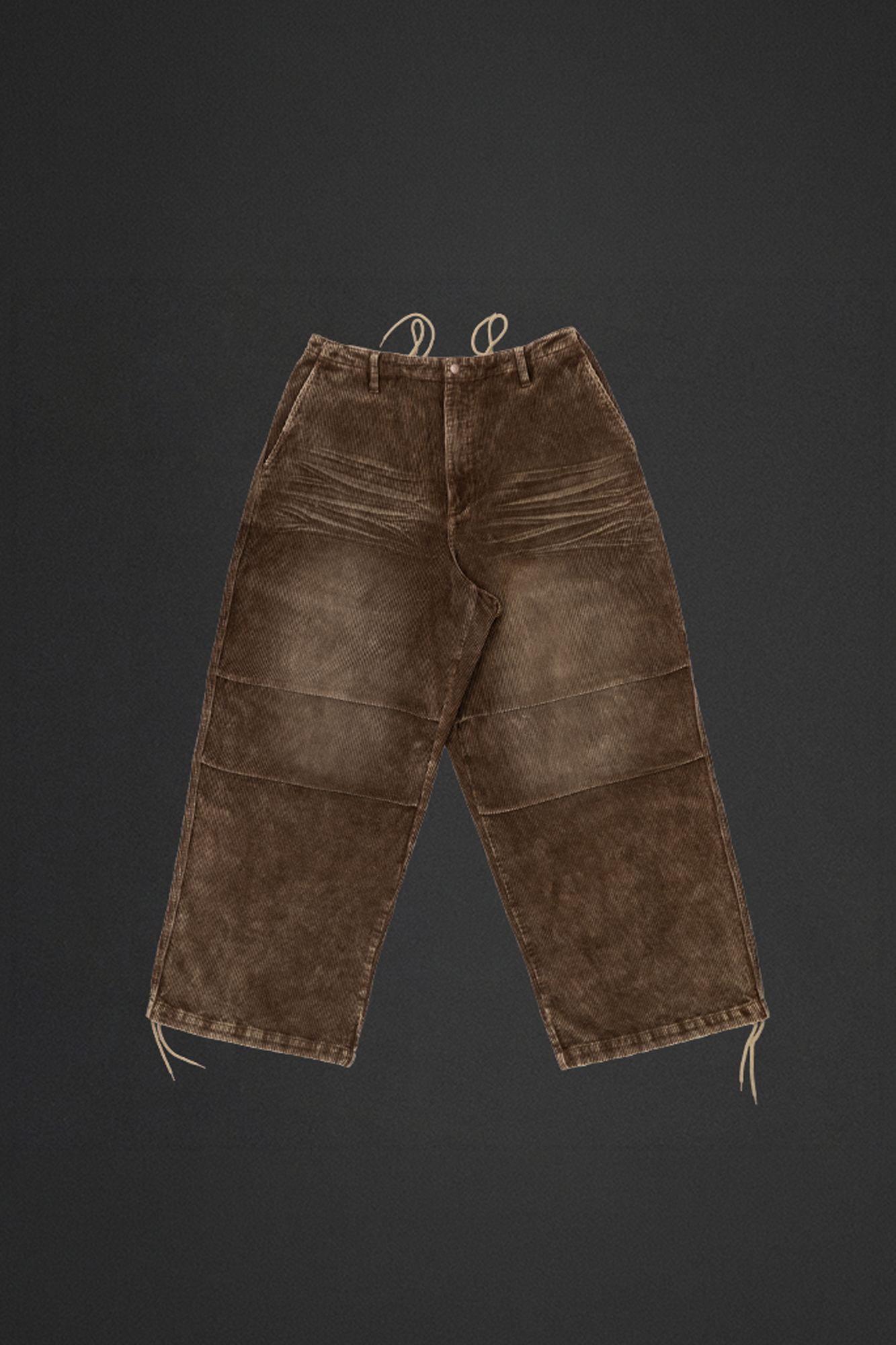 NIANJIUYIKOUER Washed Distressed Corduroy Wide-Leg Pants, premium urban and streetwear designers apparel on PROJECTISR.com, NIANJIUYIKOUER