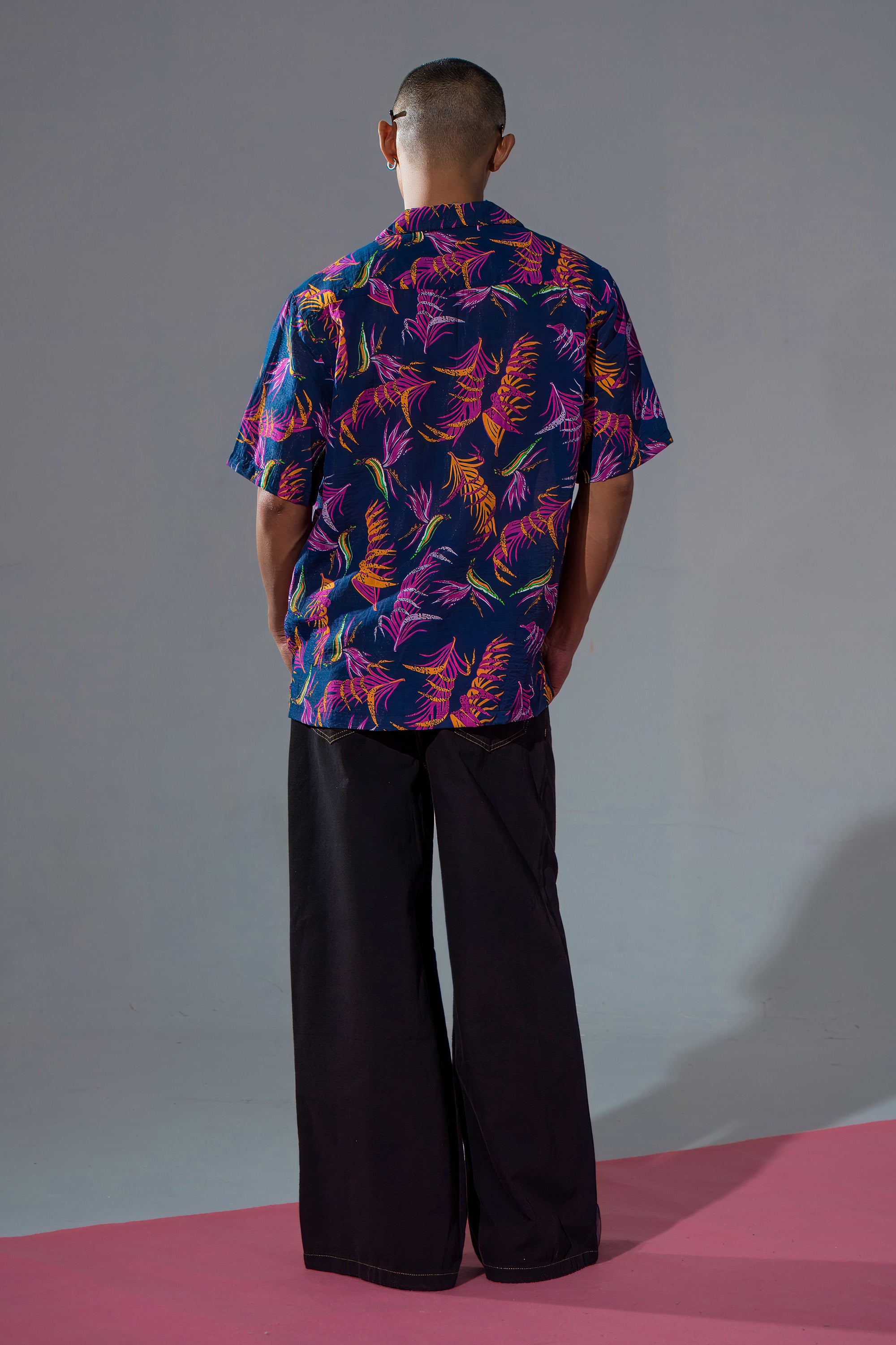 CLP Retro Feather Full-Print Half-Sleeve Shirt