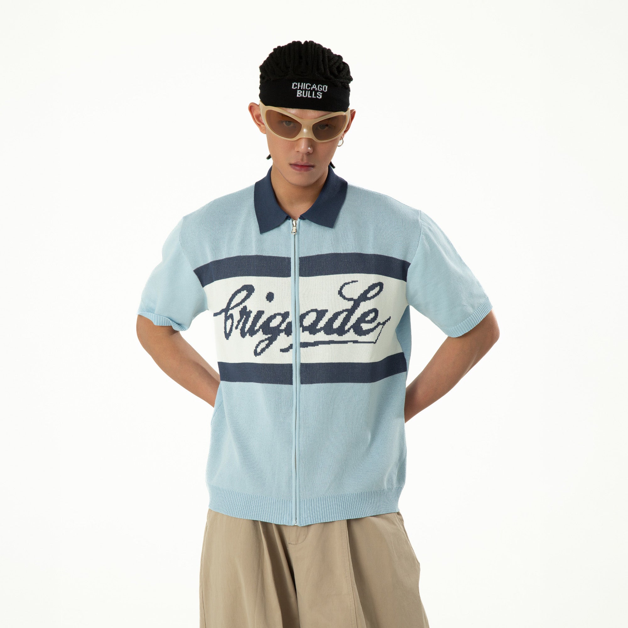 CLP Contrast Collar Zip-Up Knit T Shirt, premium urban and streetwear designers apparel on PROJECTISR.com, CLP