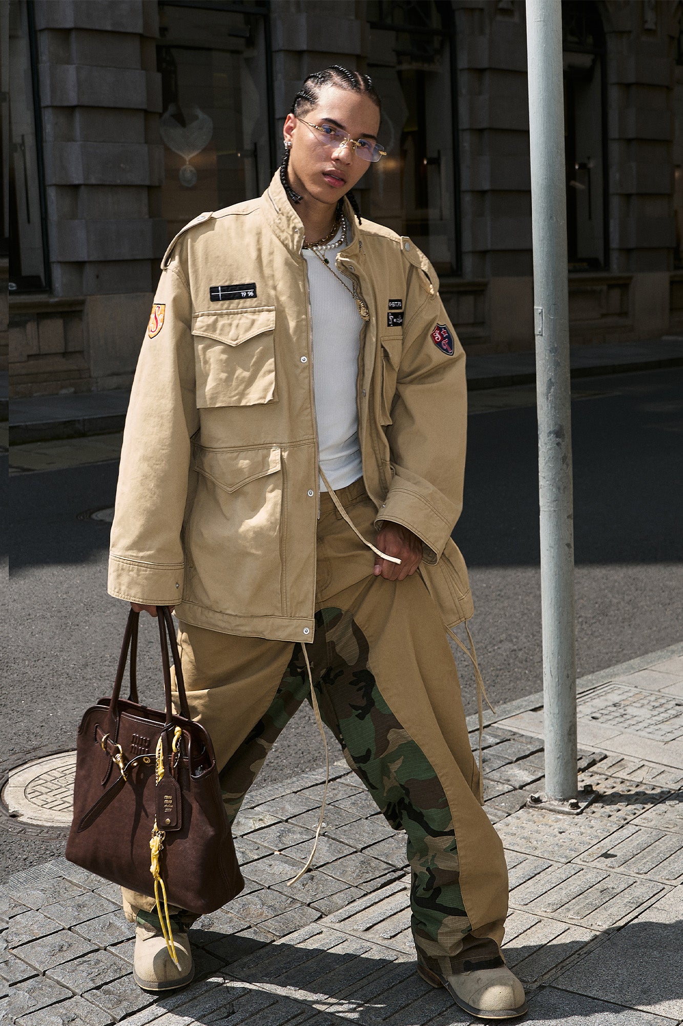STEEPC Embroidered-Patch Multi-Pocket Oversized Jacket