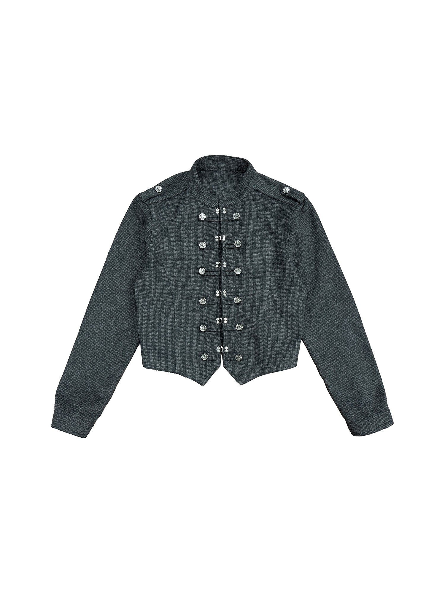 RICHILL Flocked Napoleon Button Cropped Jacket