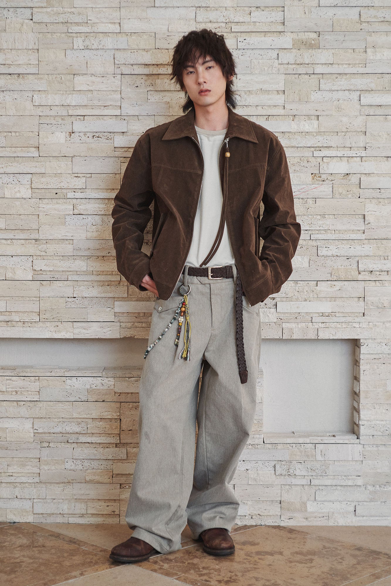 GONGHE REPUB Short-Pile Faux Suede Jacket