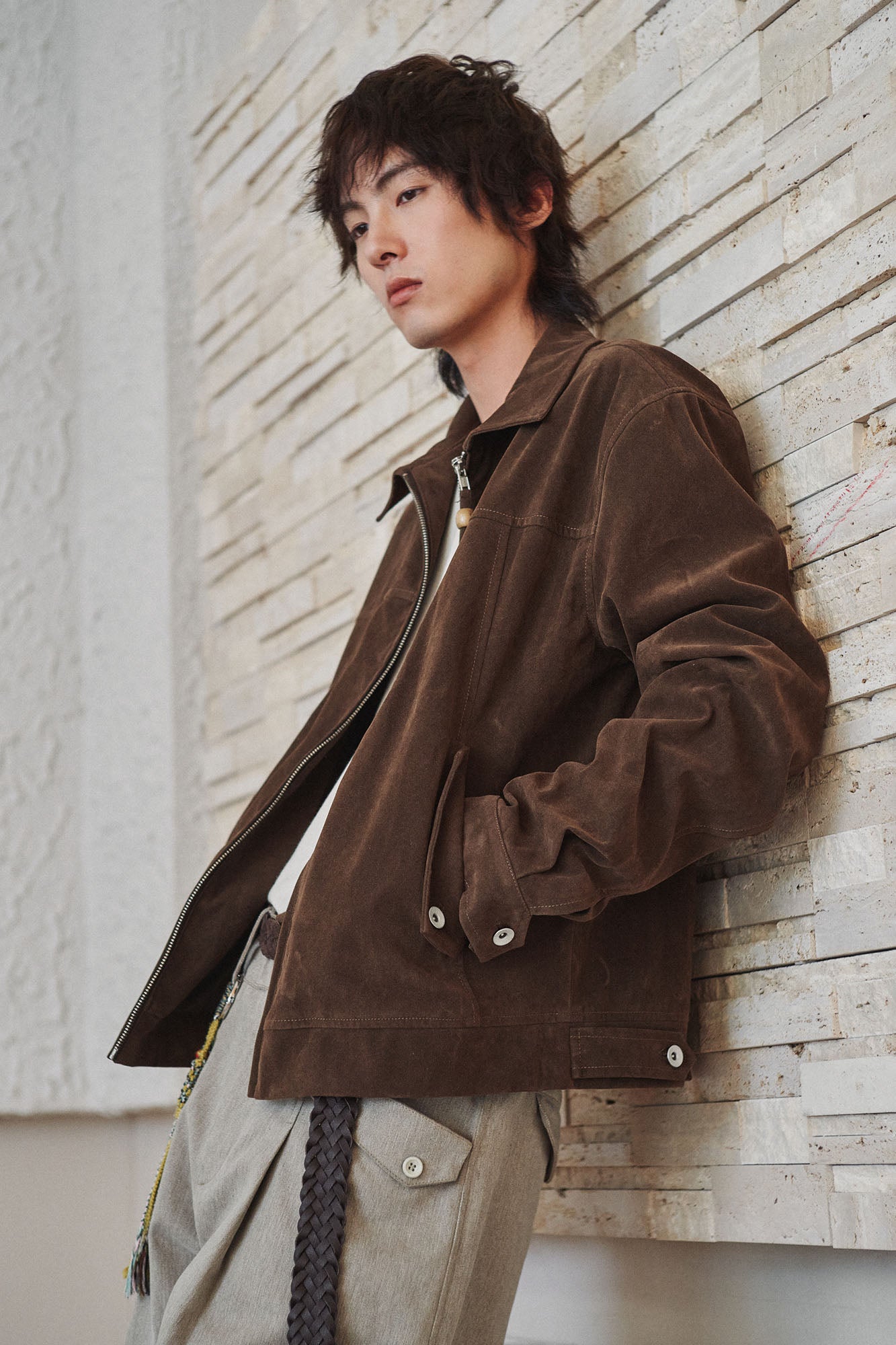 GONGHE REPUB Short-Pile Faux Suede Jacket