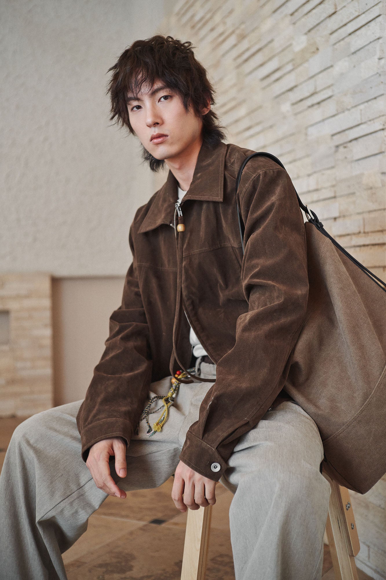 GONGHE REPUB Short-Pile Faux Suede Jacket