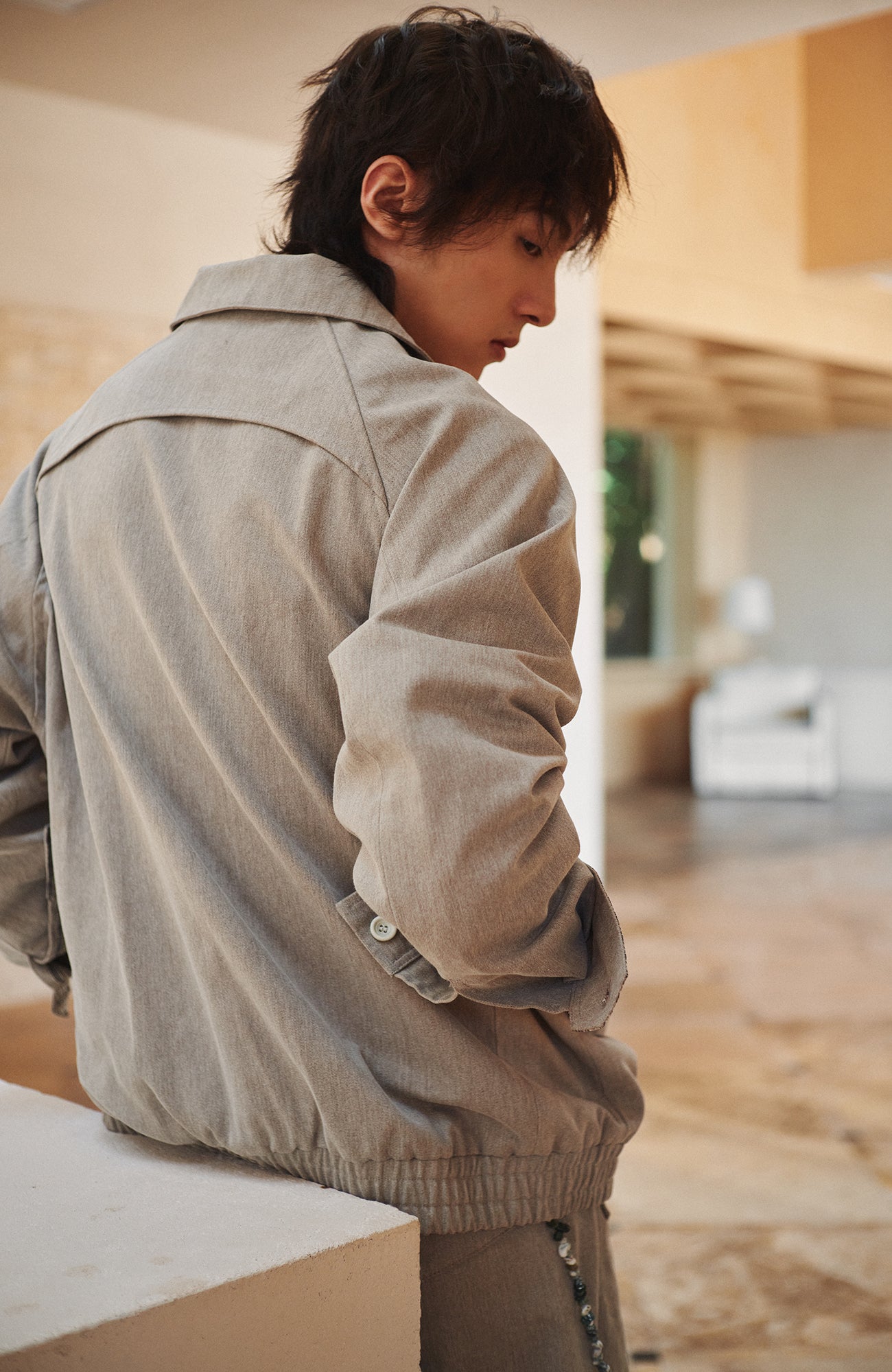 GONGHE REPUB Modern Check-Cuff Paneled Jacket