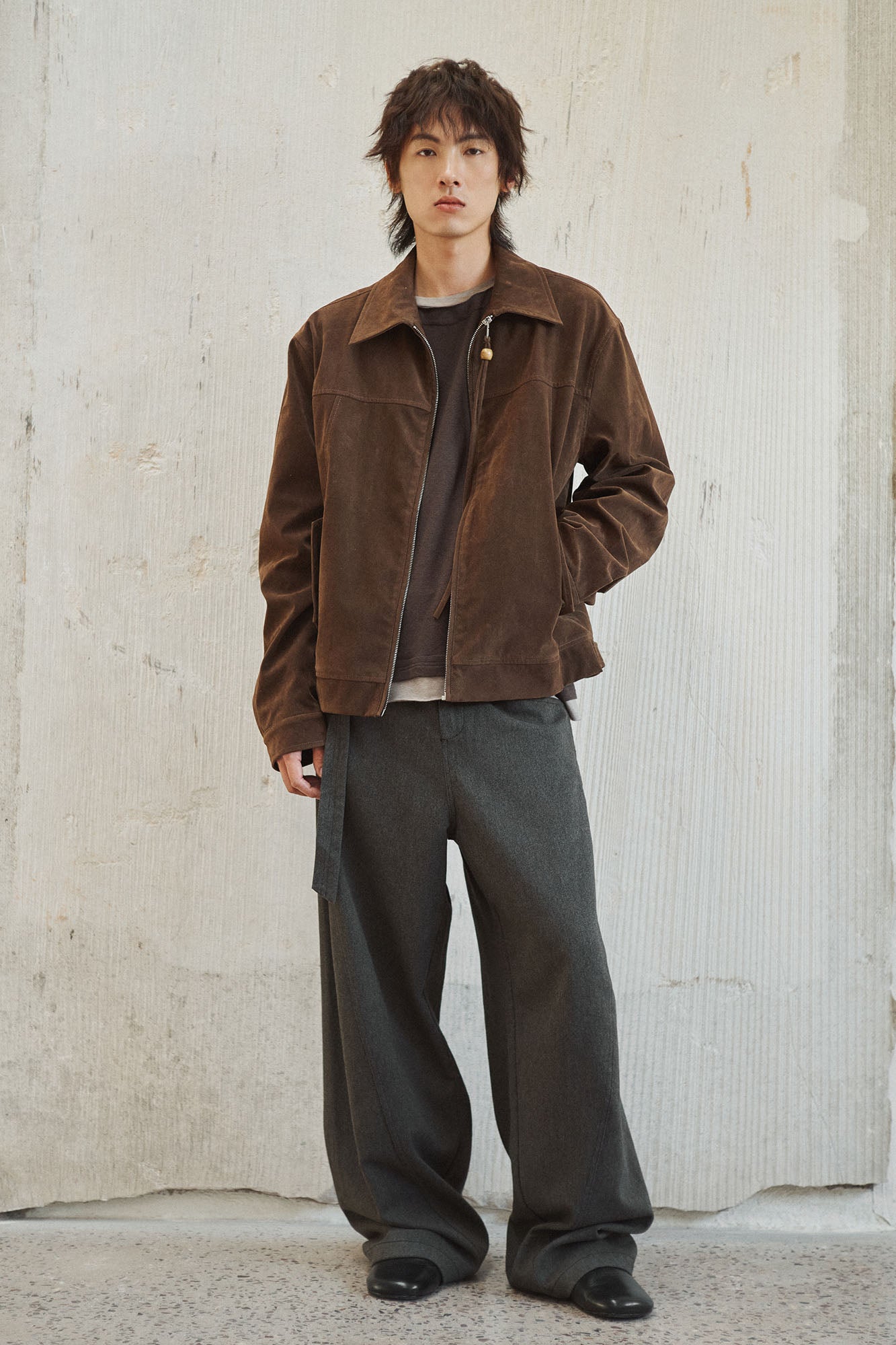 GONGHE REPUB Short-Pile Faux Suede Jacket
