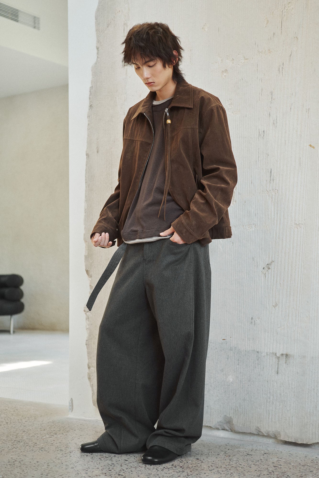GONGHE REPUB Short-Pile Faux Suede Jacket