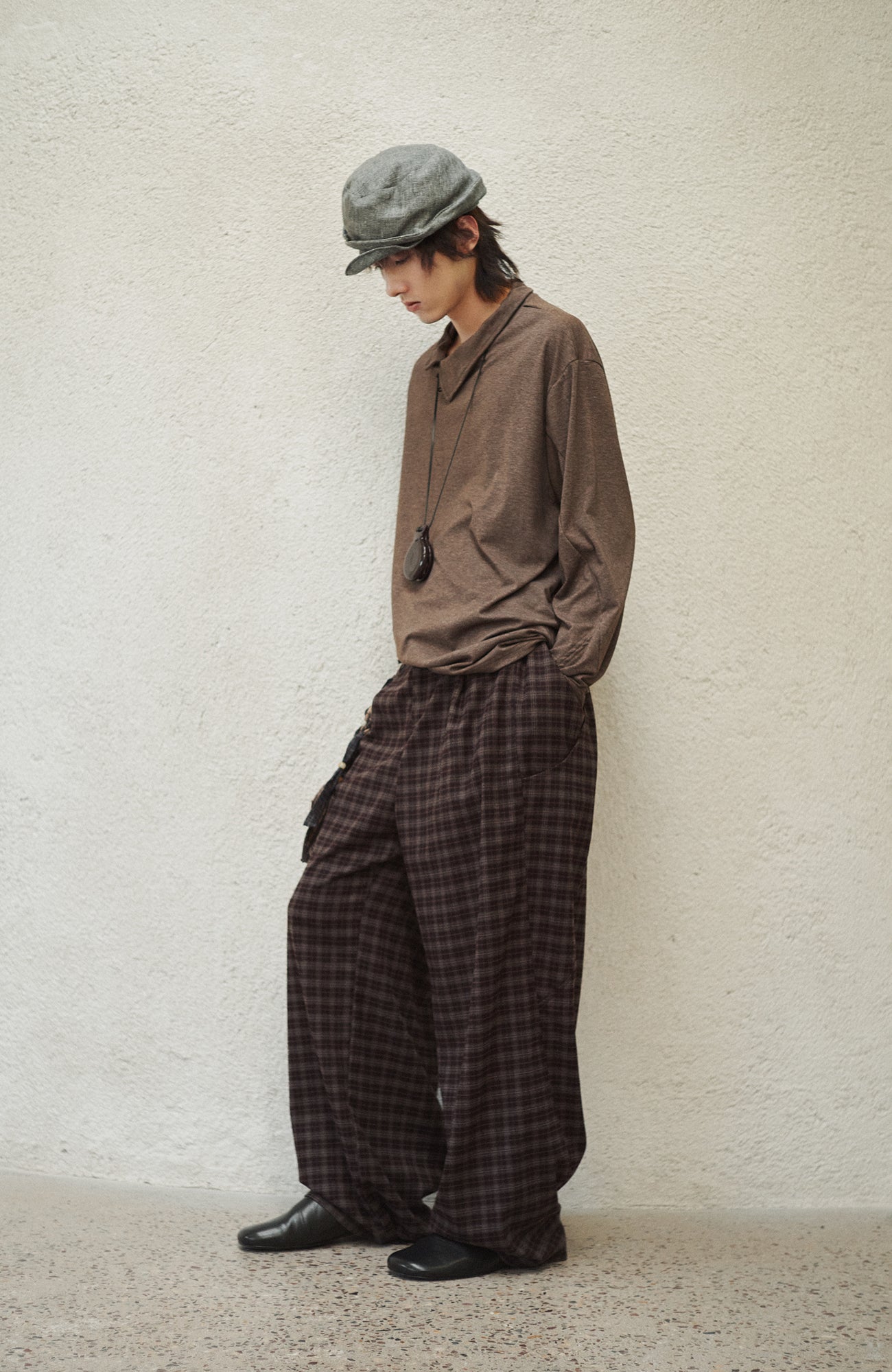 GONGHE REPUB Plaid Drawstring Wide-Leg Pants