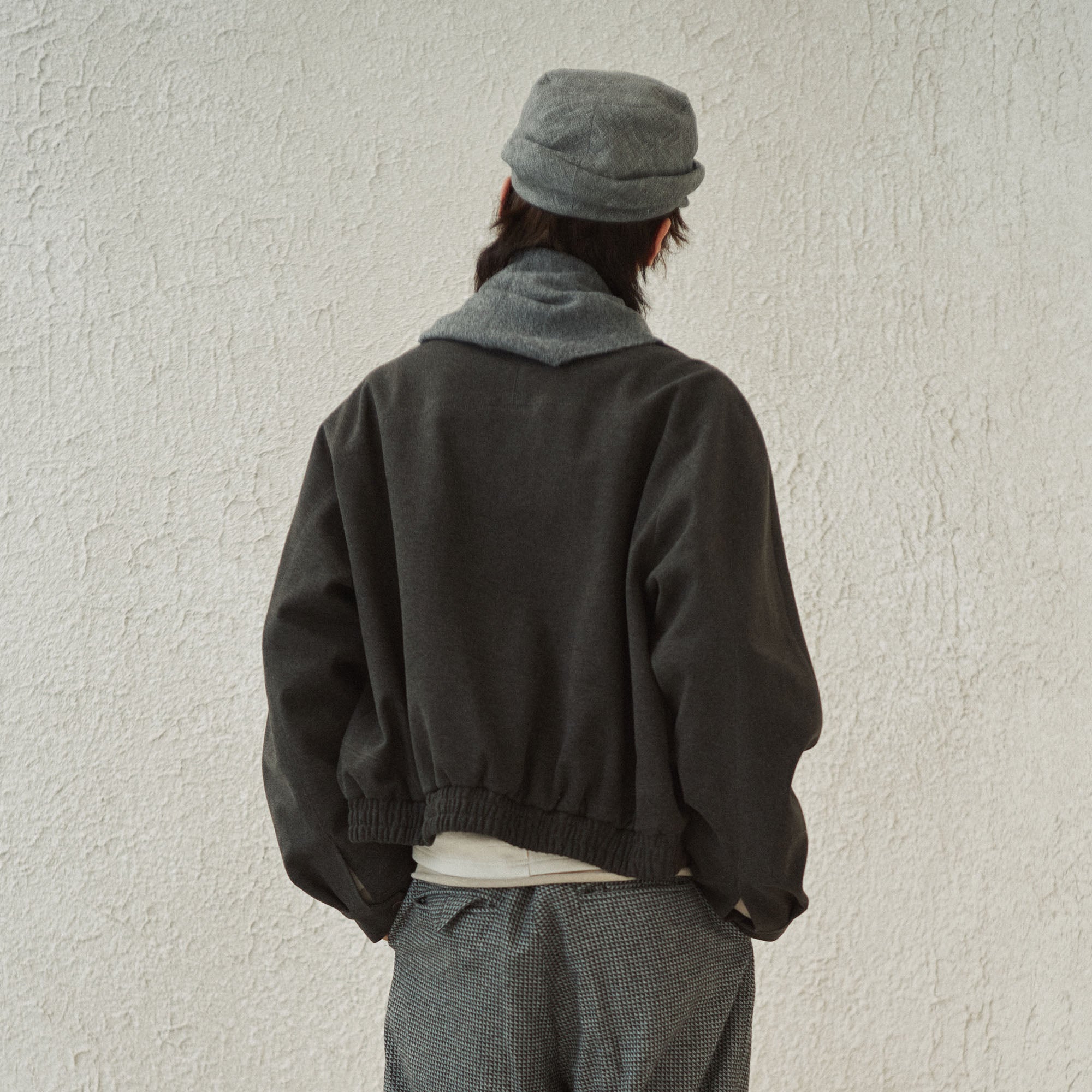 GONGHE REPUB High-Neck Woolen Crop Jacket