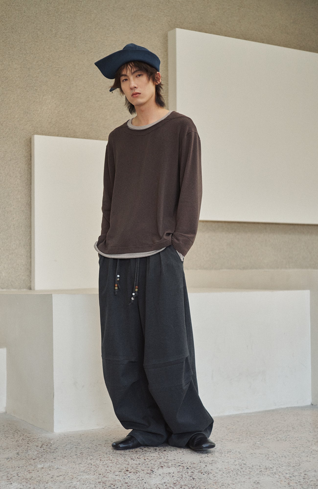 GONGHE REPUB Beaded-Drawstring Oversized Pants