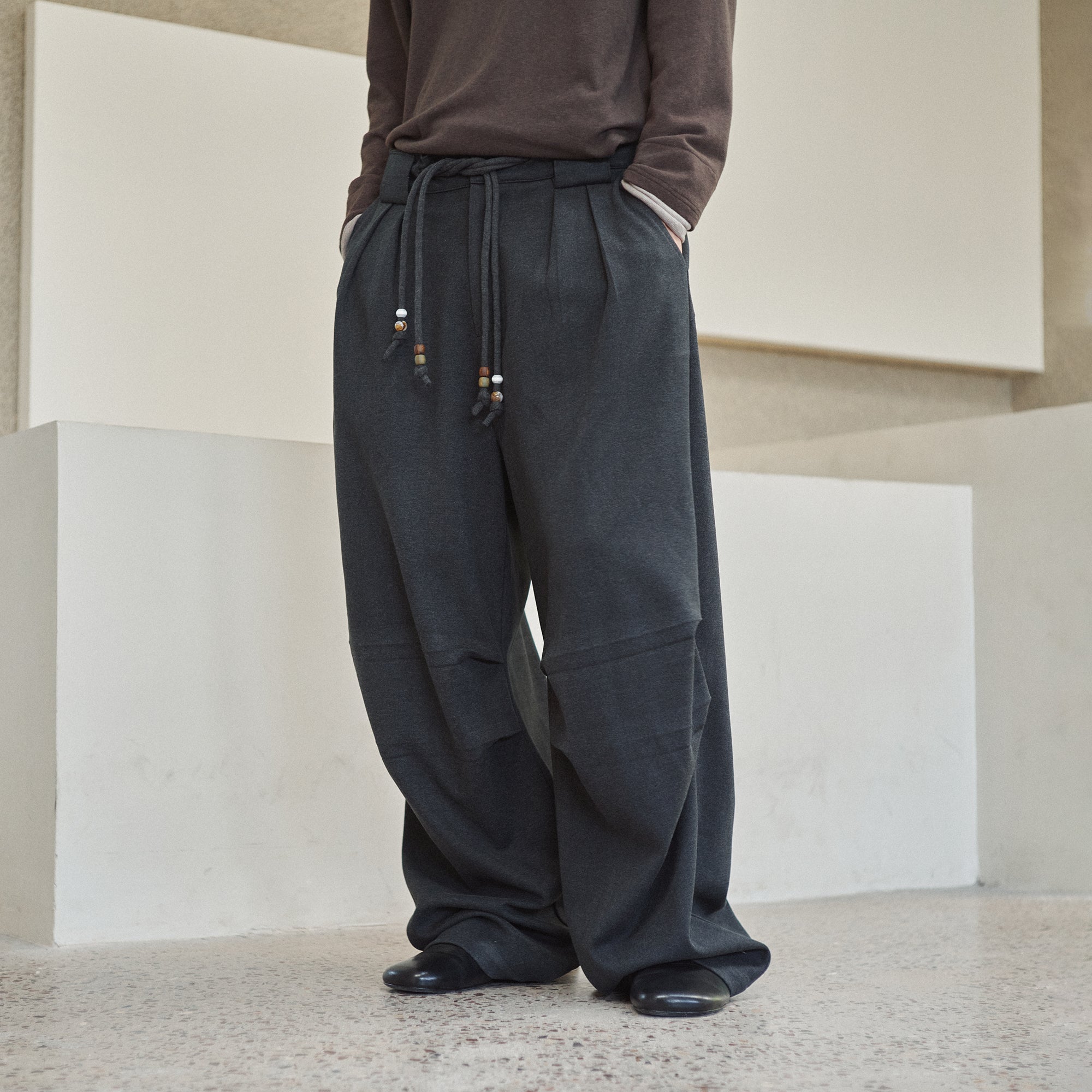 GONGHE REPUB Beaded-Drawstring Oversized Pants